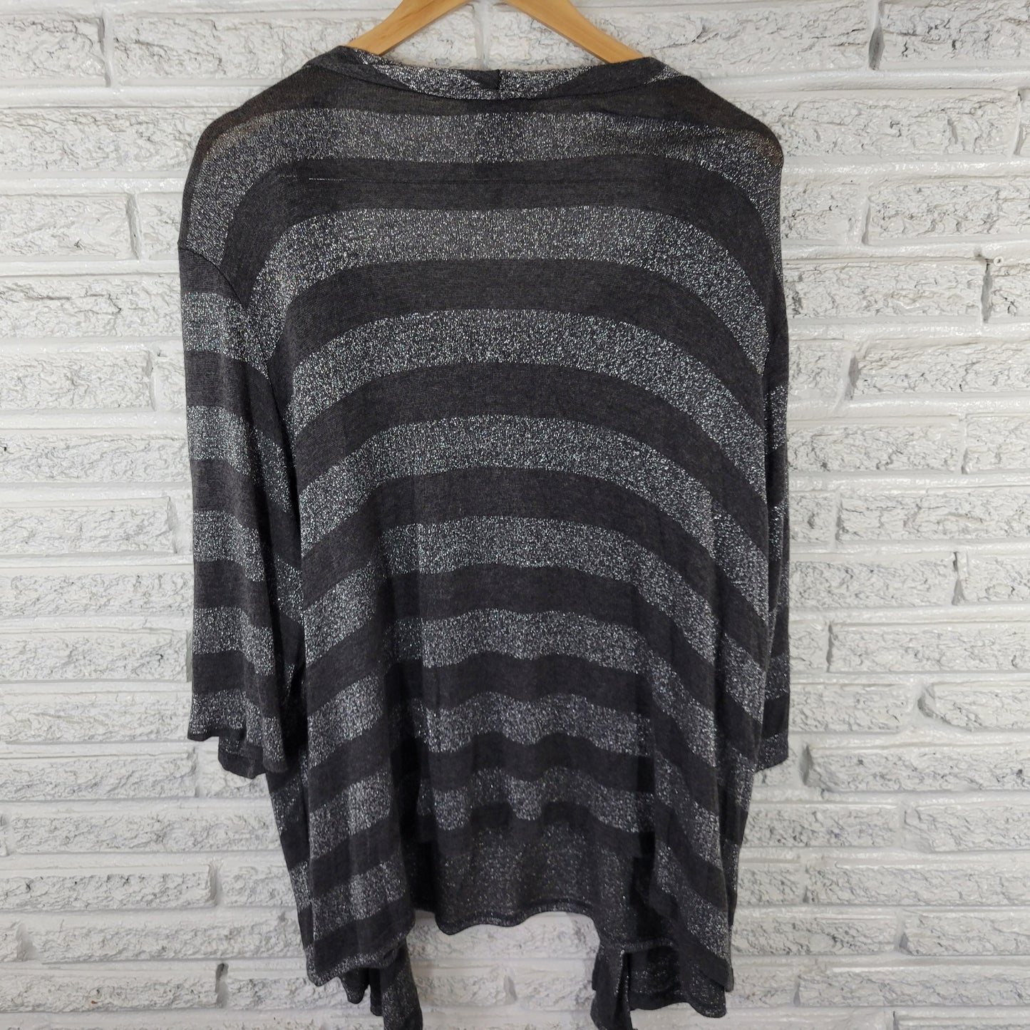 Catherines Liz & Me 3X 26W 28W Tunic Black Silver Metallic Sparkle BLA168E
