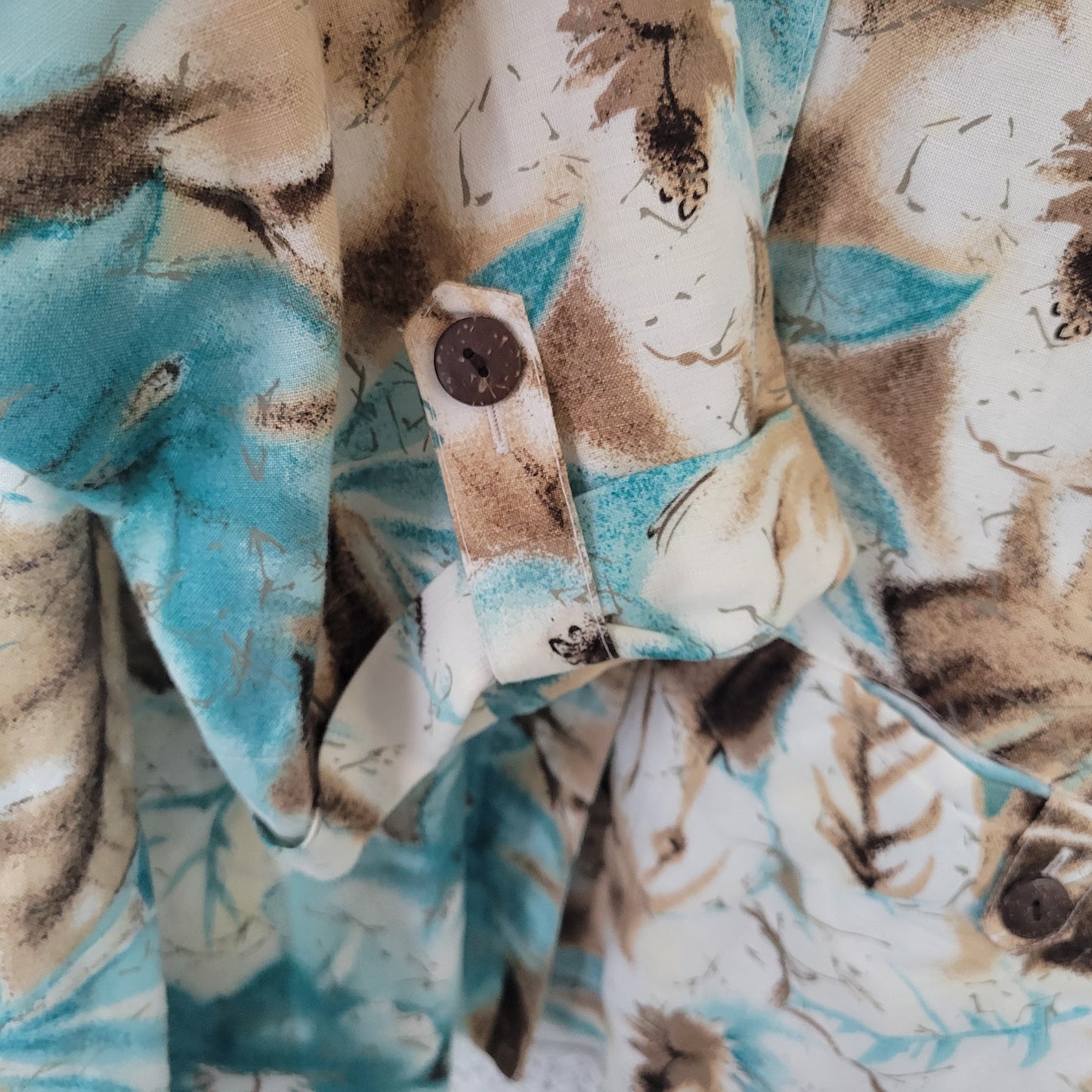 Alfred Dunner 20W Shacket Jacket Blue Tan Floral Linen Blend 3/4 Sleeve FLO127XE