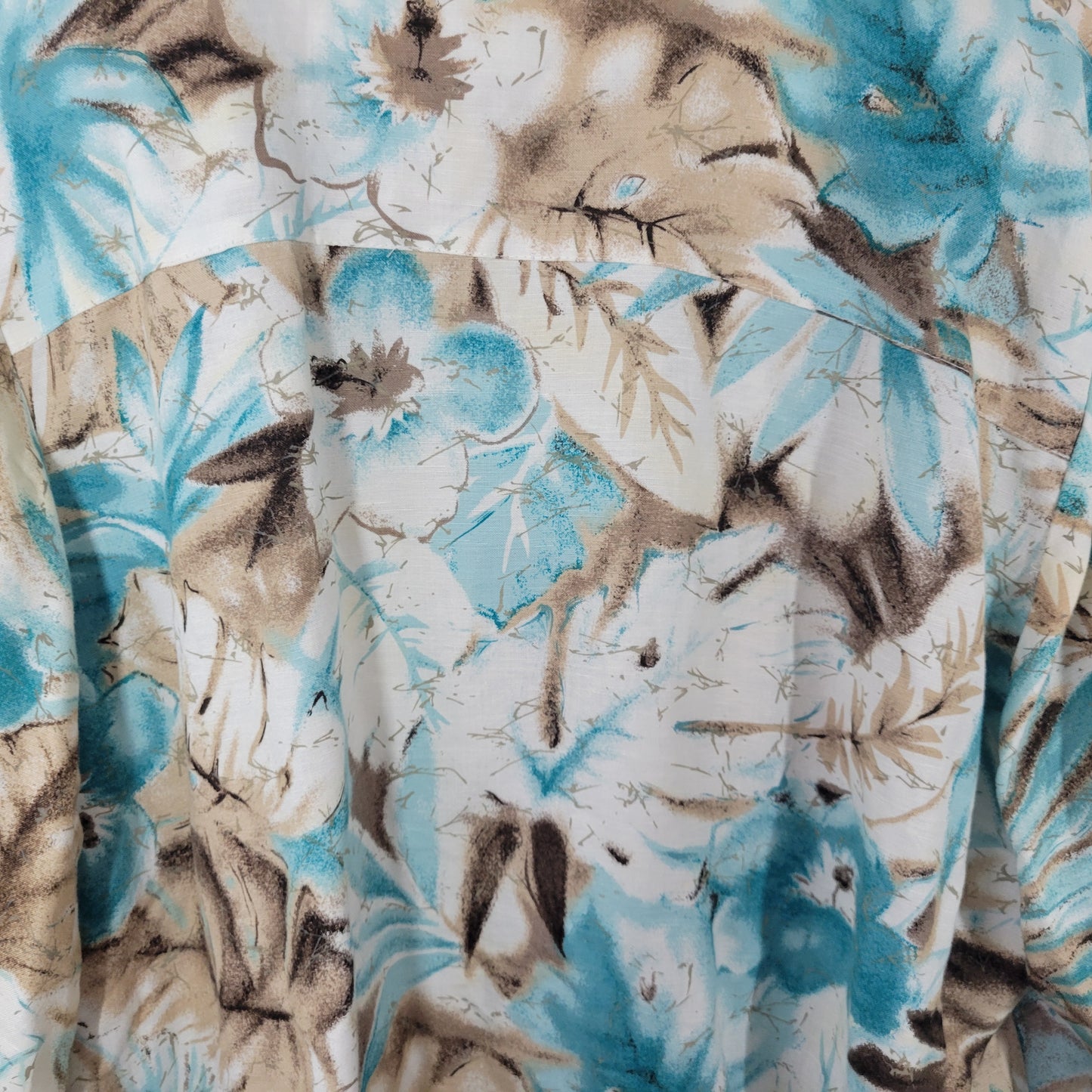 Alfred Dunner 20W Shacket Jacket Blue Tan Floral Linen Blend 3/4 Sleeve FLO127XE