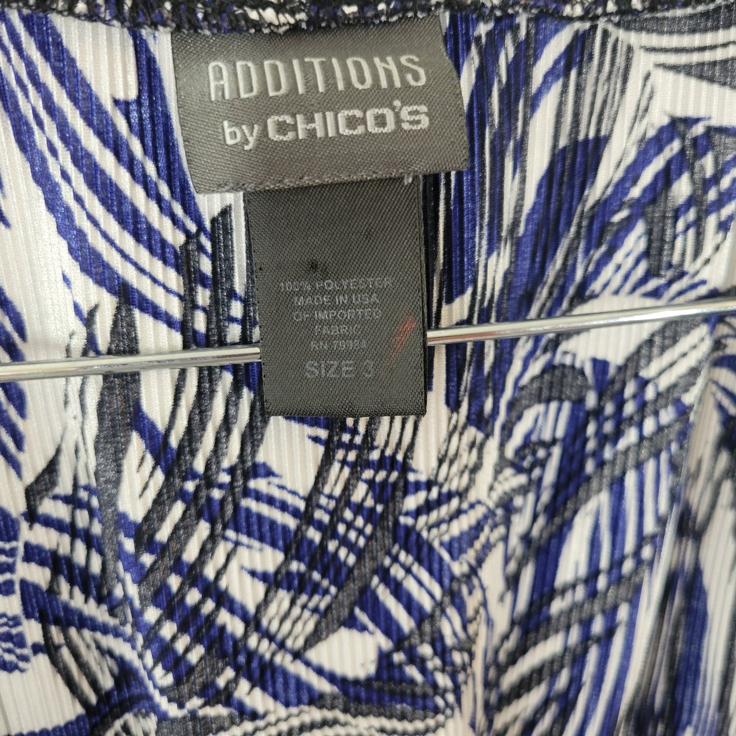 Chico's Additions XL Black Blue Abstract Crinkle Crepe Cardigan GEO287E