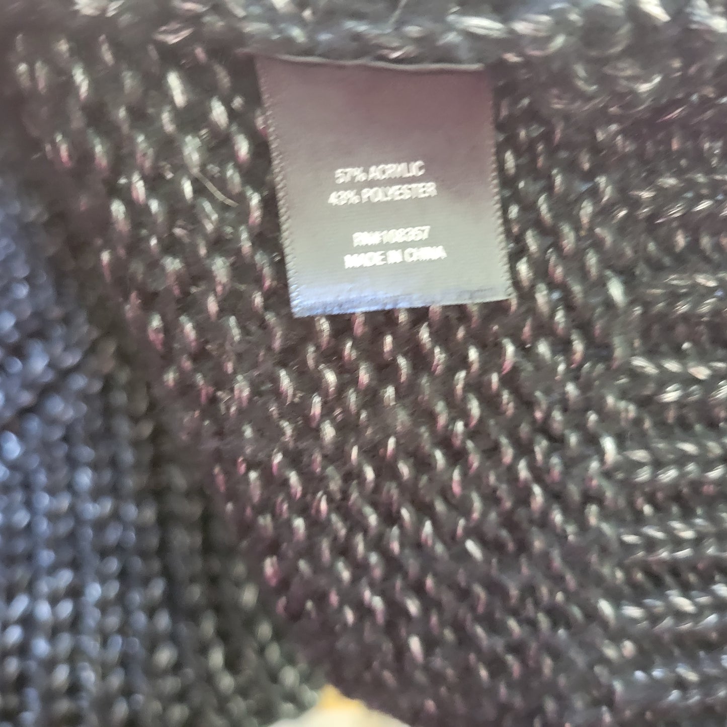 Worthington 1X Black Silver Metallic Sweater Open Knit Long Sleeve SWE36E