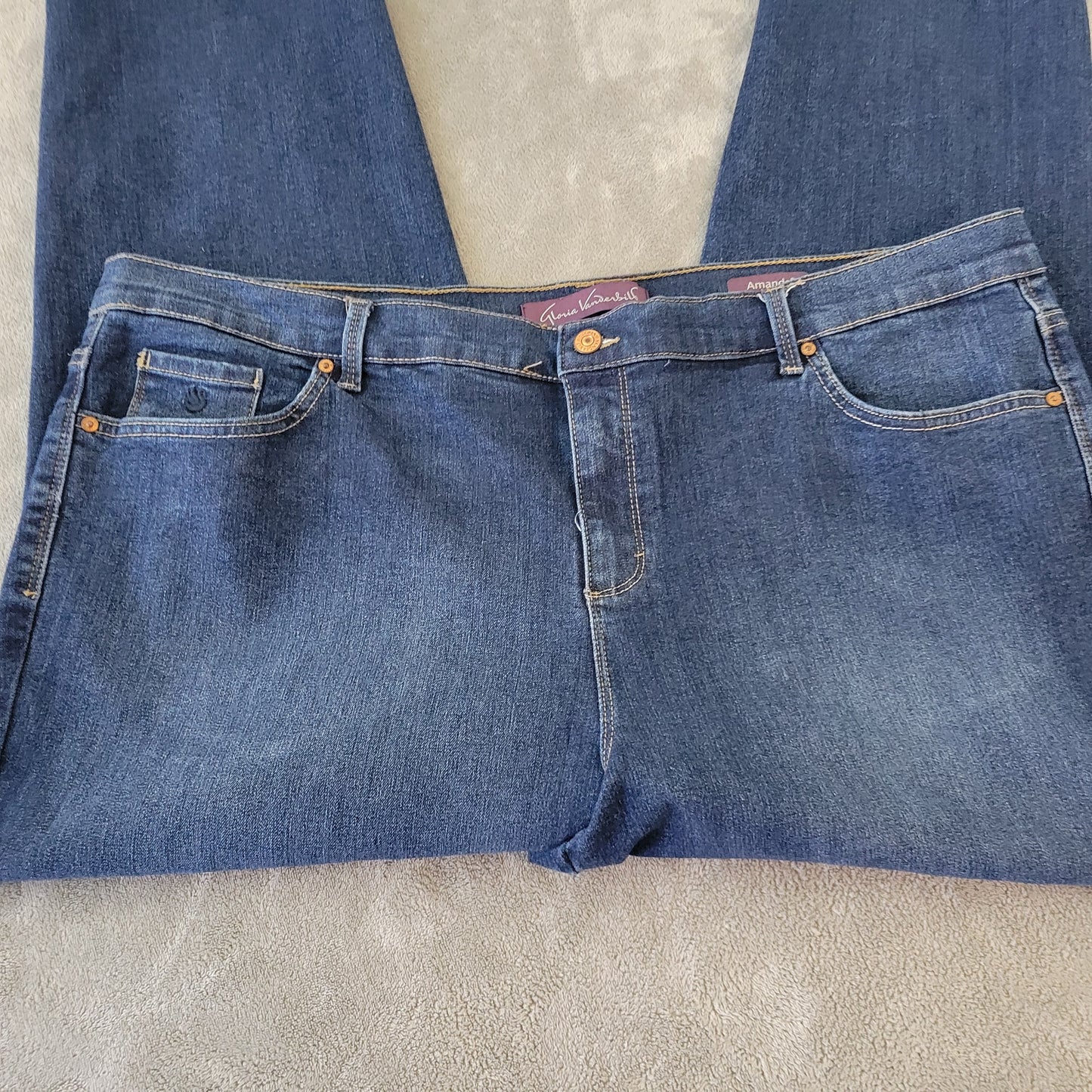 Gloria Vanderbilt Amanda 22W Dark Wash Jeans Straight Leg Stretch Denim SL90E