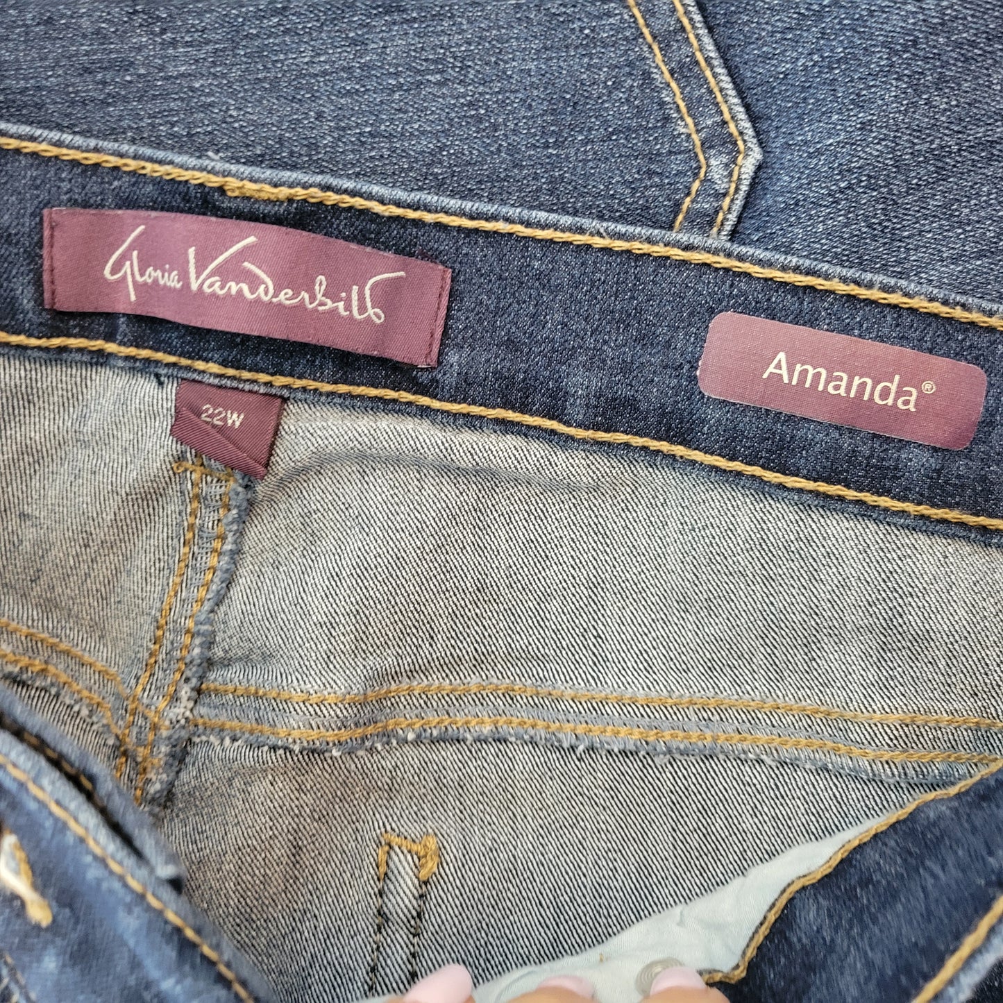 Gloria Vanderbilt Amanda 22W Dark Wash Jeans Straight Leg Stretch Denim SL90E