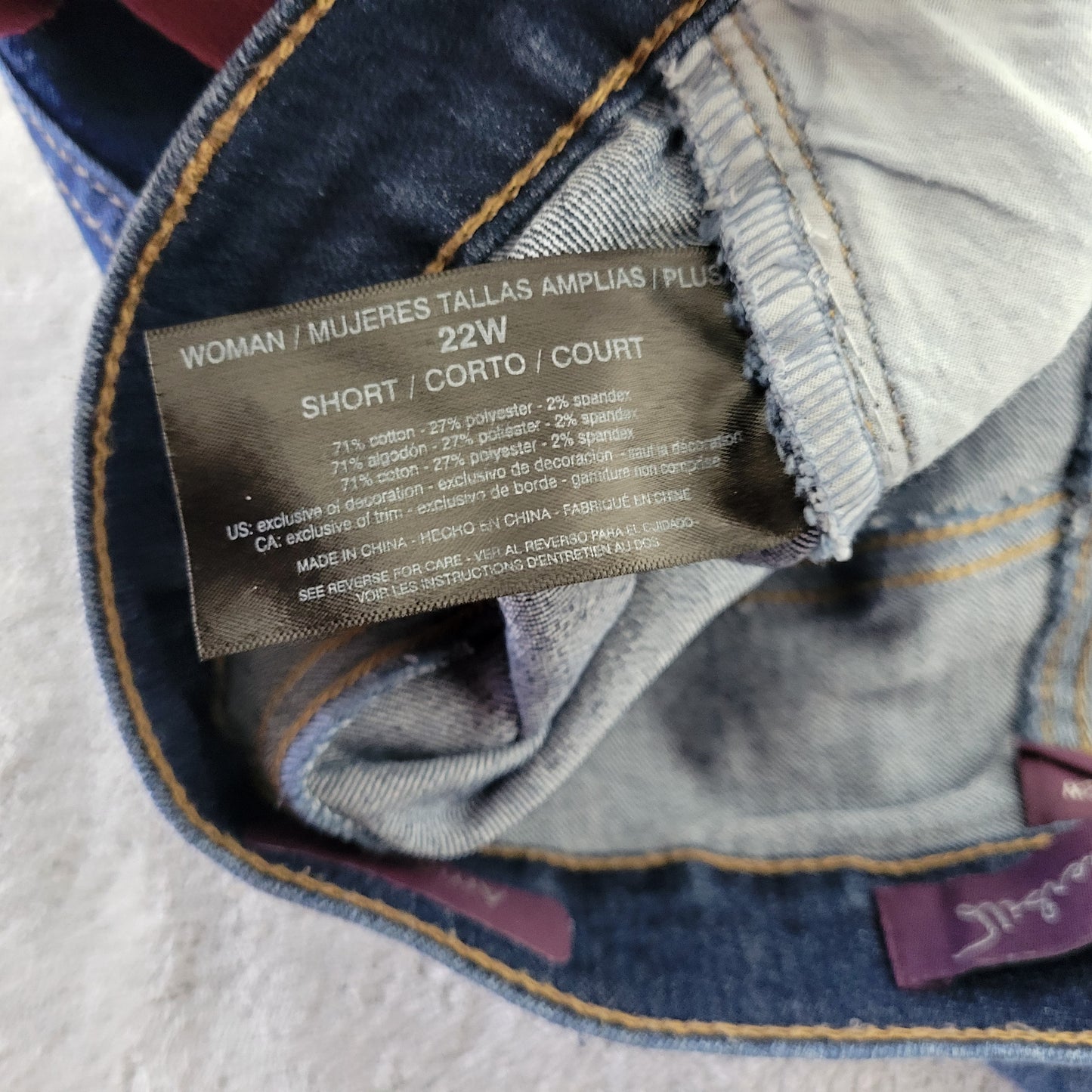 Gloria Vanderbilt Amanda 22W Dark Wash Jeans Straight Leg Stretch Denim SL90E
