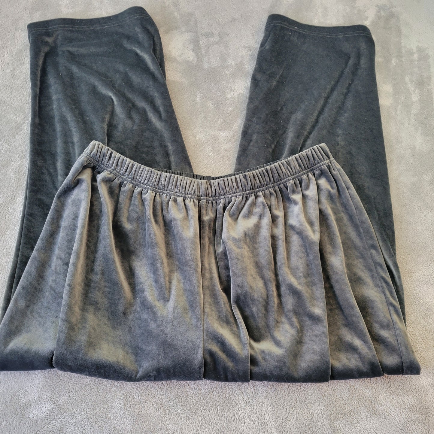 Roamans Women's 3X Dark Gray Velour Jogger Pants Plus Size Pull On GRA87E