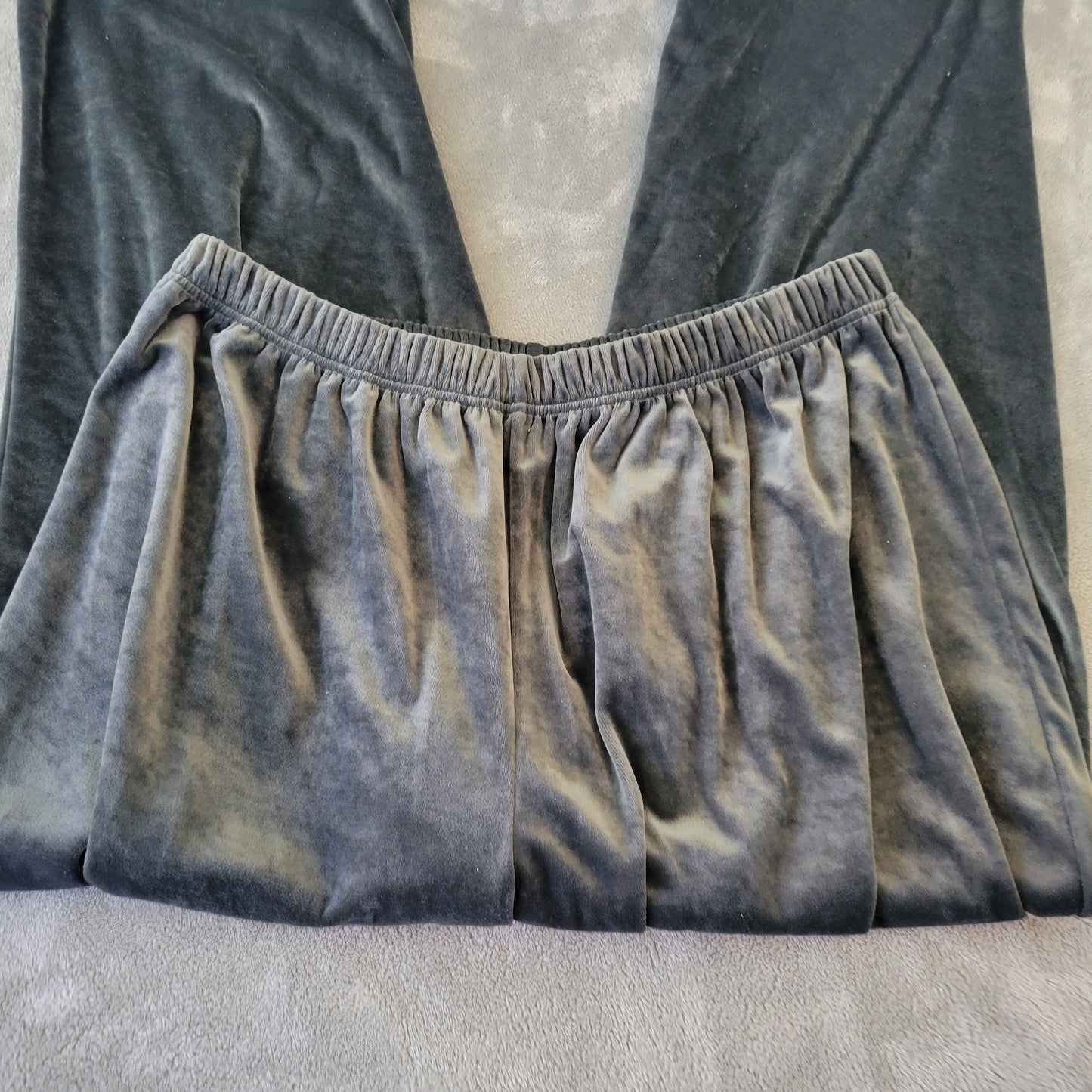 Roamans Women's 3X Dark Gray Velour Jogger Pants Plus Size Pull On GRA87E