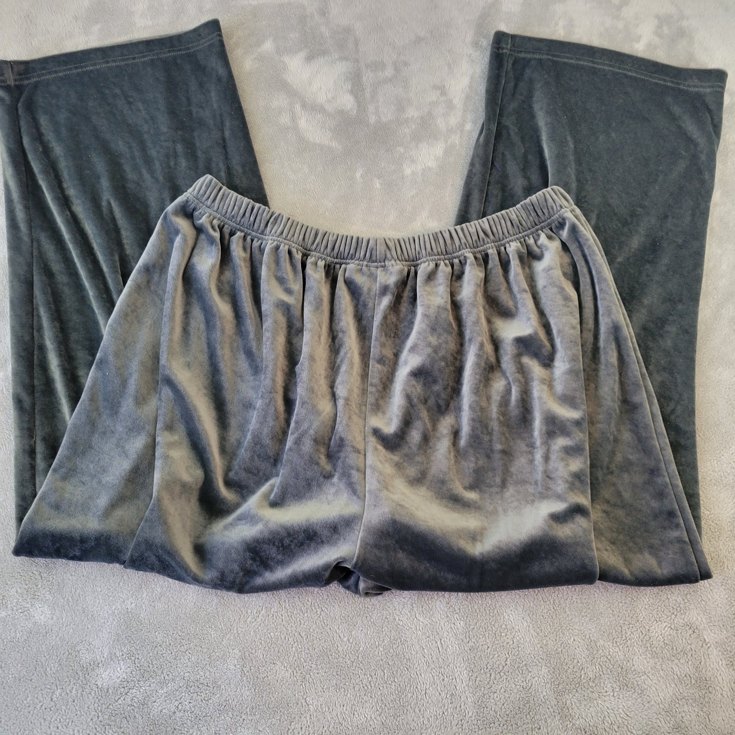 Roamans Women's 3X Dark Gray Velour Jogger Pants Plus Size Pull On GRA87E