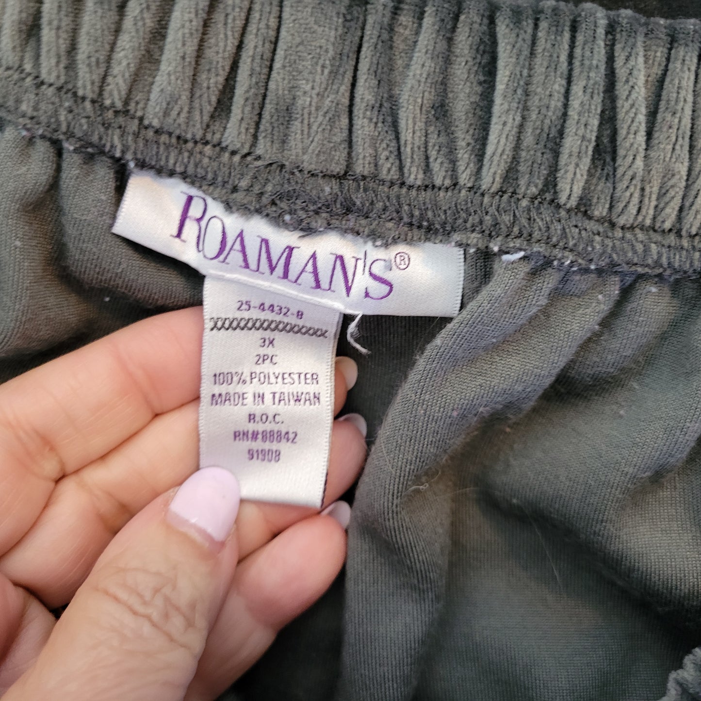 Roamans Women's 3X Dark Gray Velour Jogger Pants Plus Size Pull On GRA87E