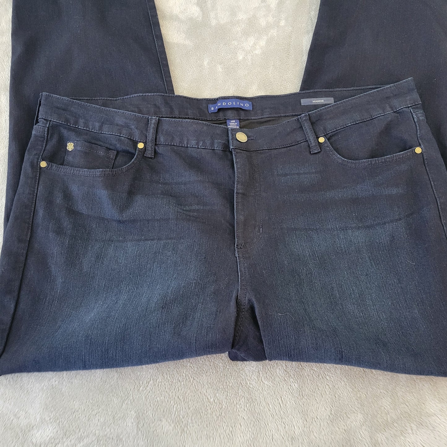 Bandolino Mandie 24W Dark Indigo Jeans Elastic Waist Stretch Denim SL95E