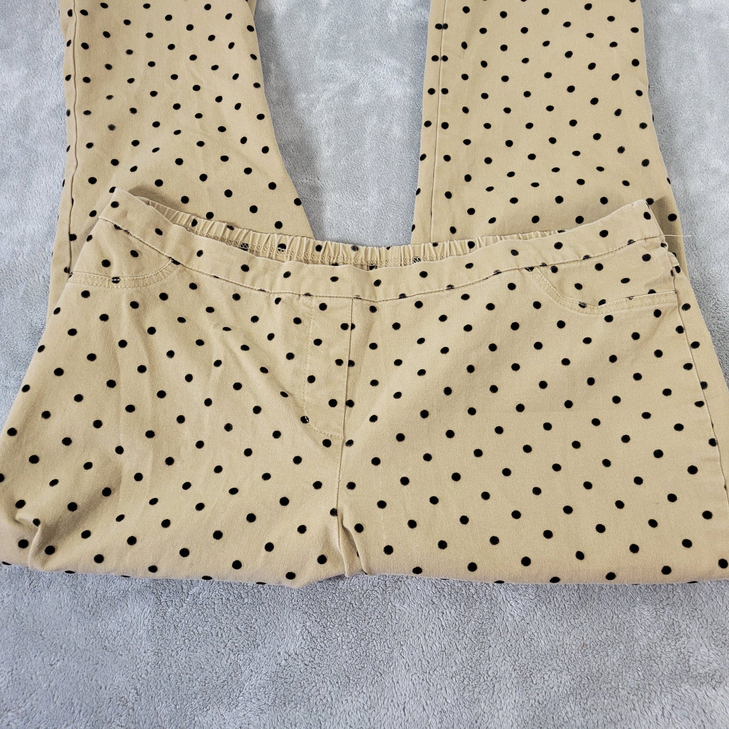 Isaac Mizrahi Live Womens 18WP Plus Capri Pants Tan White Polka Dot GEO28E