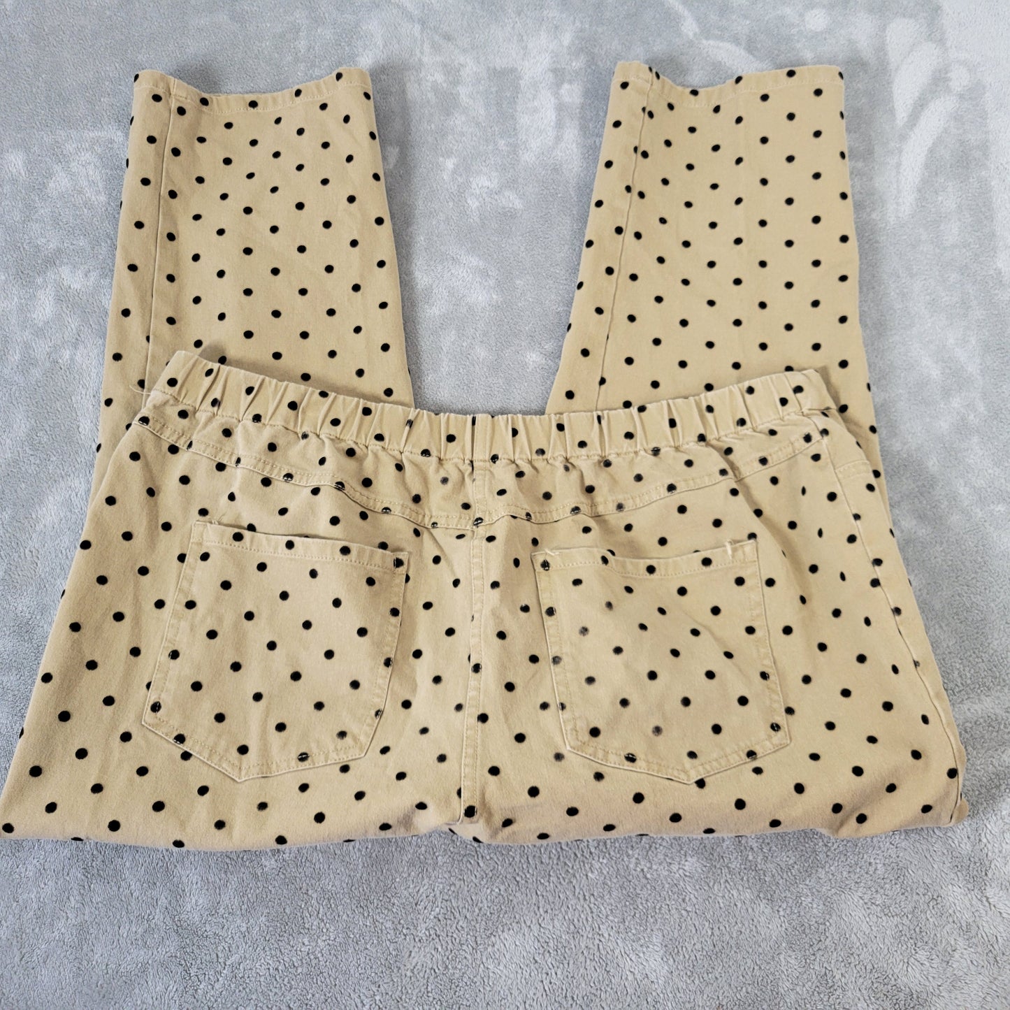 Isaac Mizrahi Live Womens 18WP Plus Capri Pants Tan White Polka Dot GEO28E