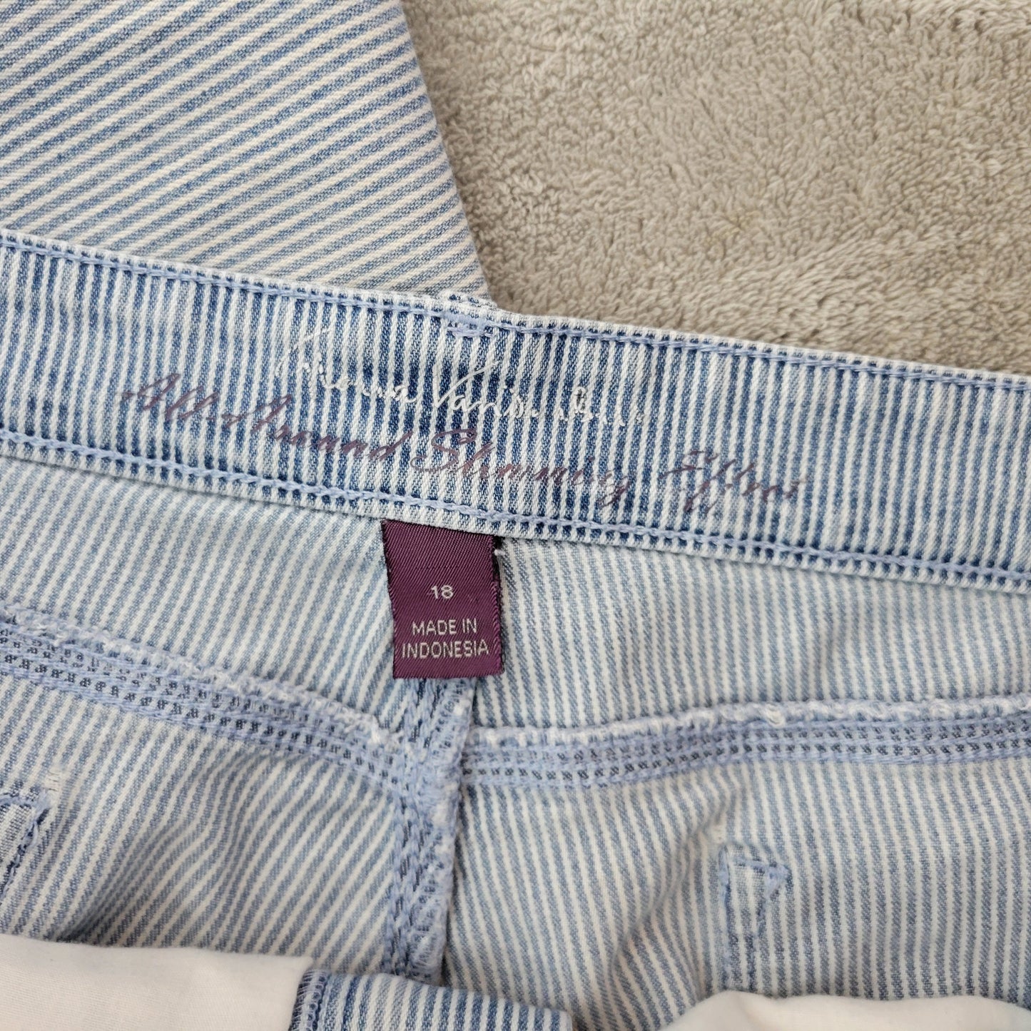 Gloria Vanderbilt Women's 18 Capri Jeans Blue White Striped Stretch STR200E