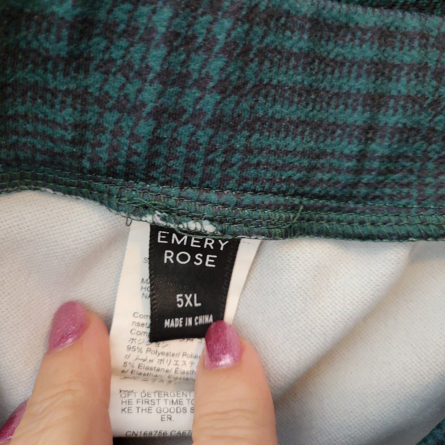 Emery Rose Women's 5XL Plus Green Plaid Crop Pants Pull On Elastic Waist PLA43XE