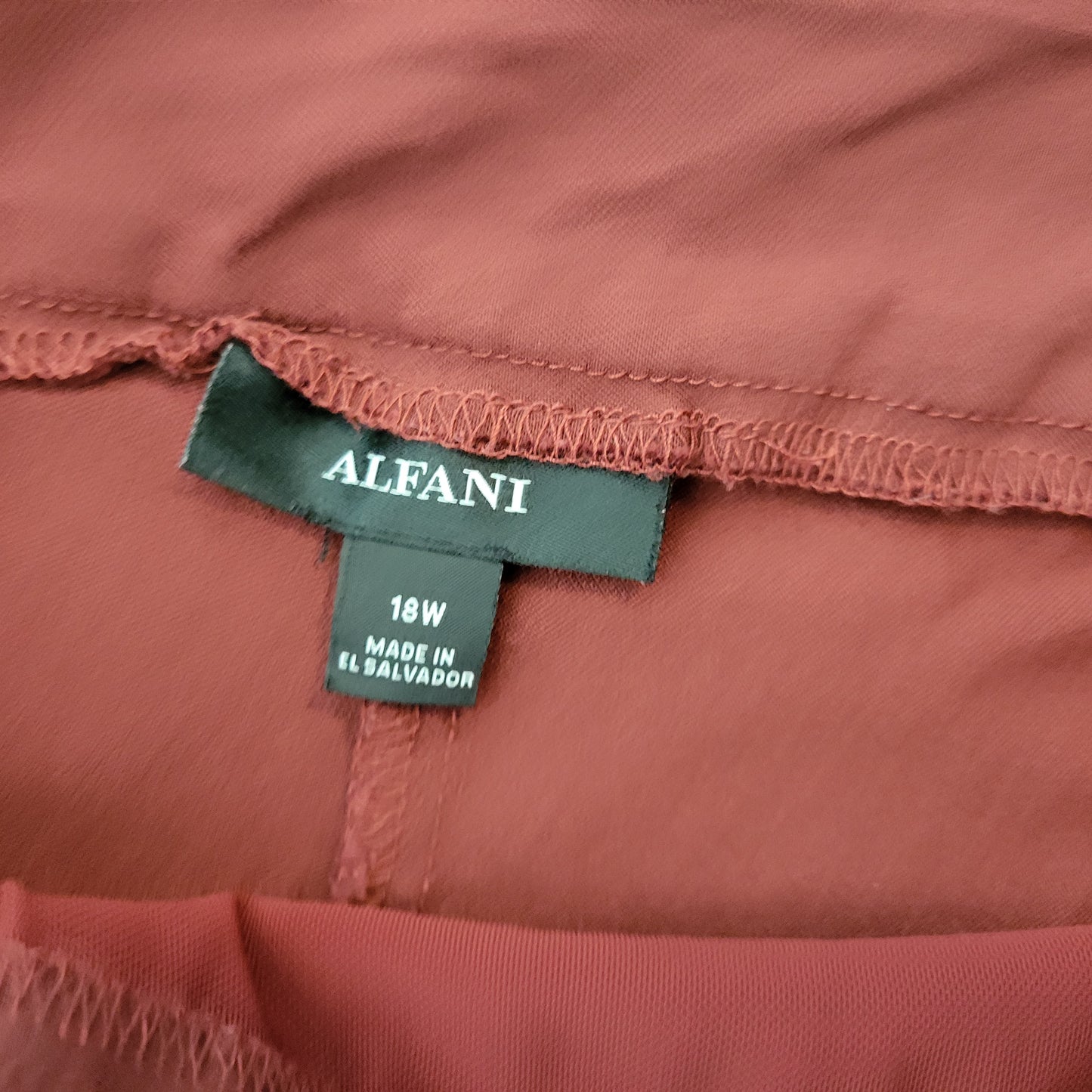 Alfani Women's 18W Dress Pants Brown Pull On Straight Leg Elastic Waist BRO39E