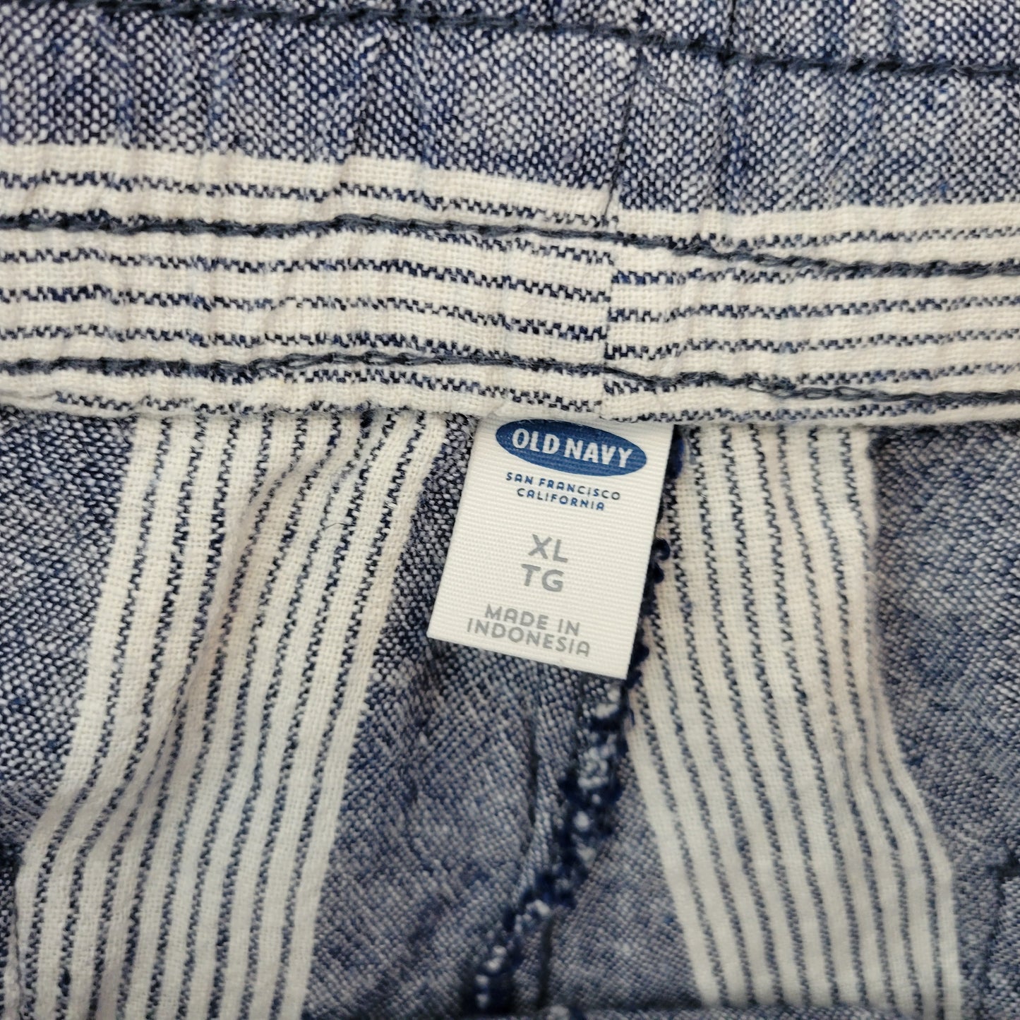 Old Navy Women's XL Jogger Pants Blue White Striped Linen Blend STR174XE