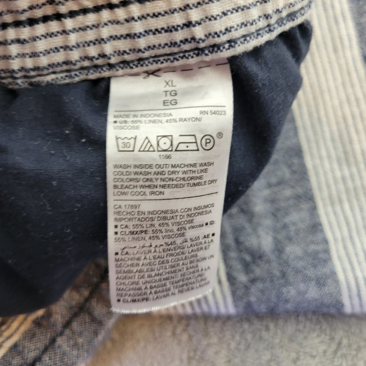 Old Navy Women's XL Jogger Pants Blue White Striped Linen Blend STR174XE