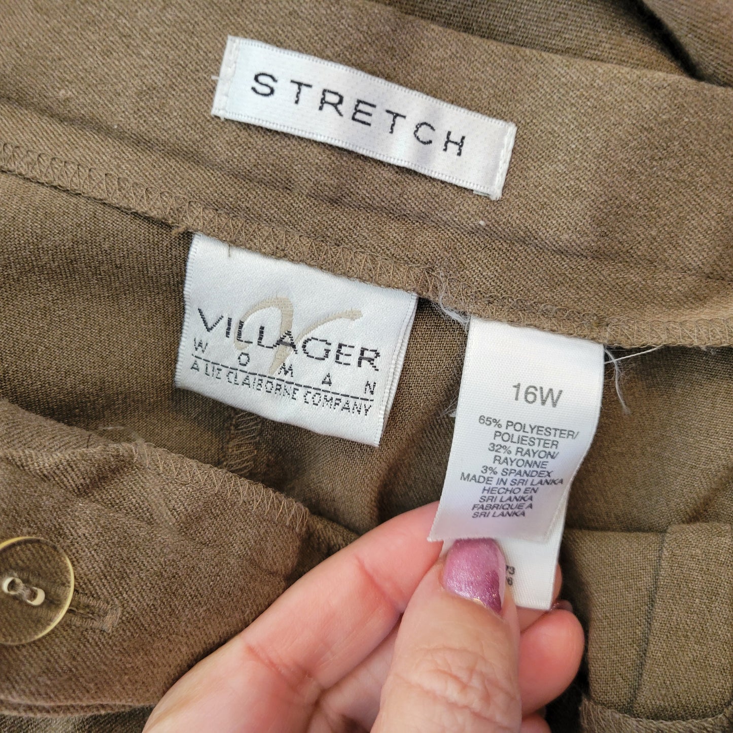 Villager Liz Claiborne Women's 16W Dress Pants Tan Straight Leg BRO38E