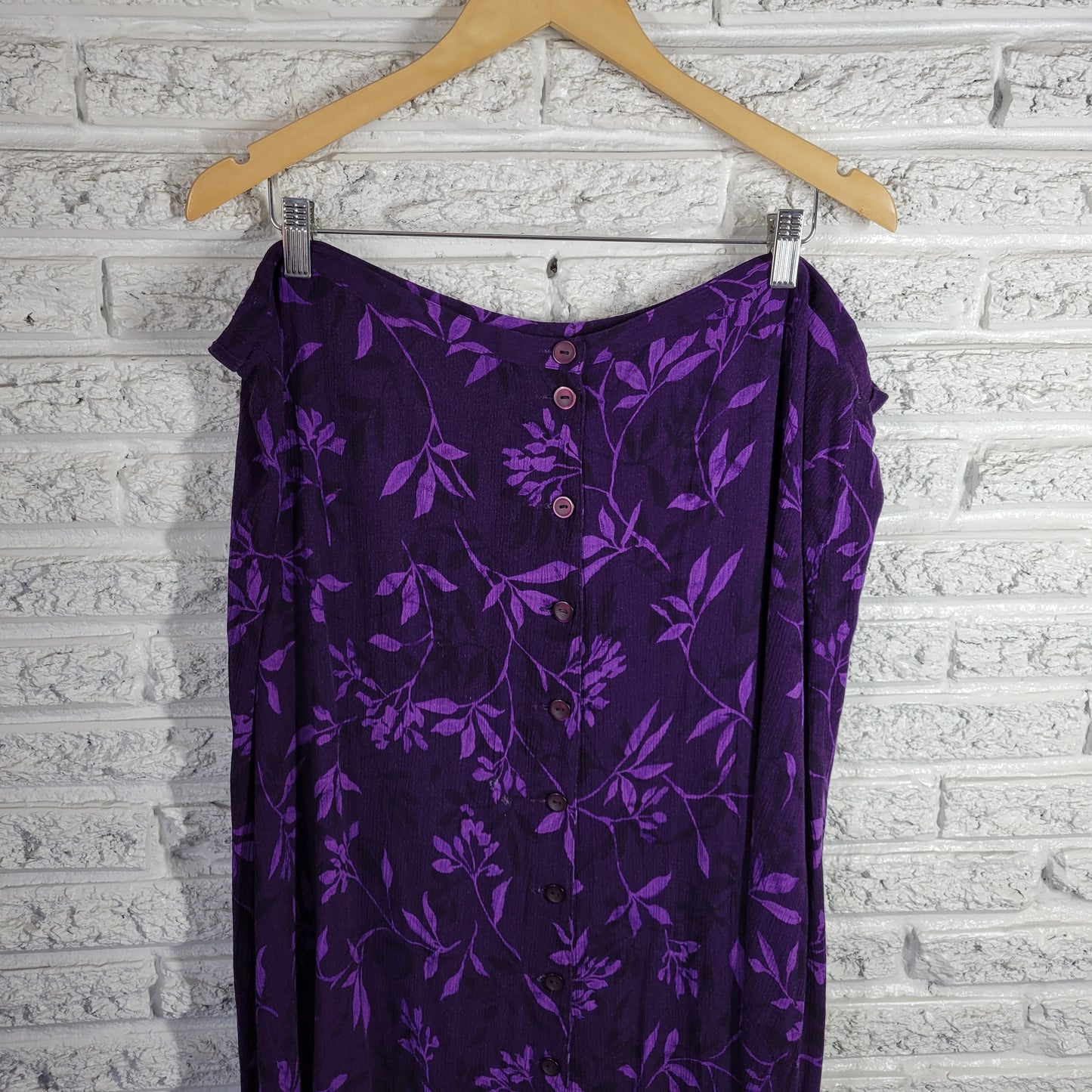 Maggie McNaughton Womens 2X Plus Purple Floral Rayon Midi A-Line Skirt FLO299E