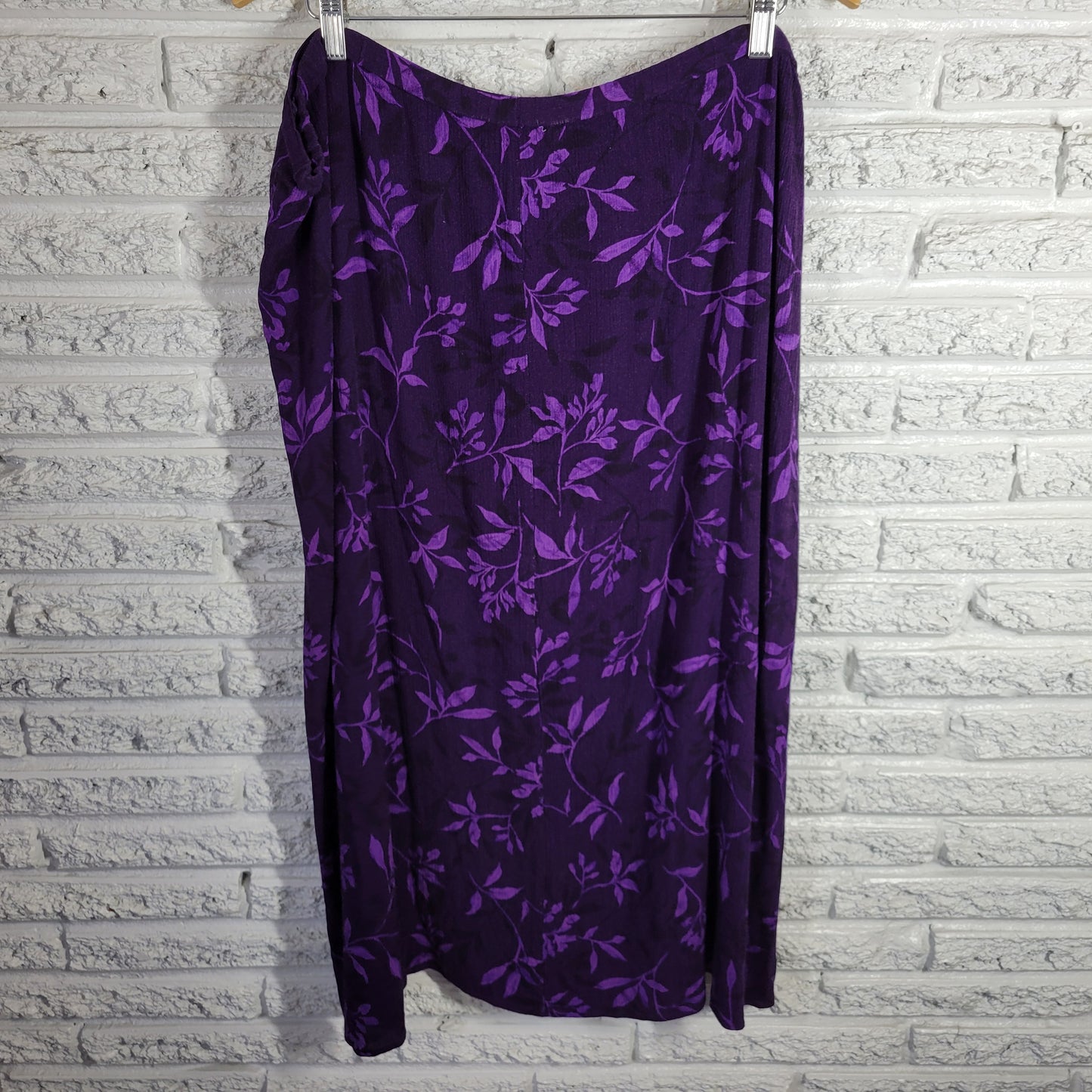 Maggie McNaughton Womens 2X Plus Purple Floral Rayon Midi A-Line Skirt FLO299E