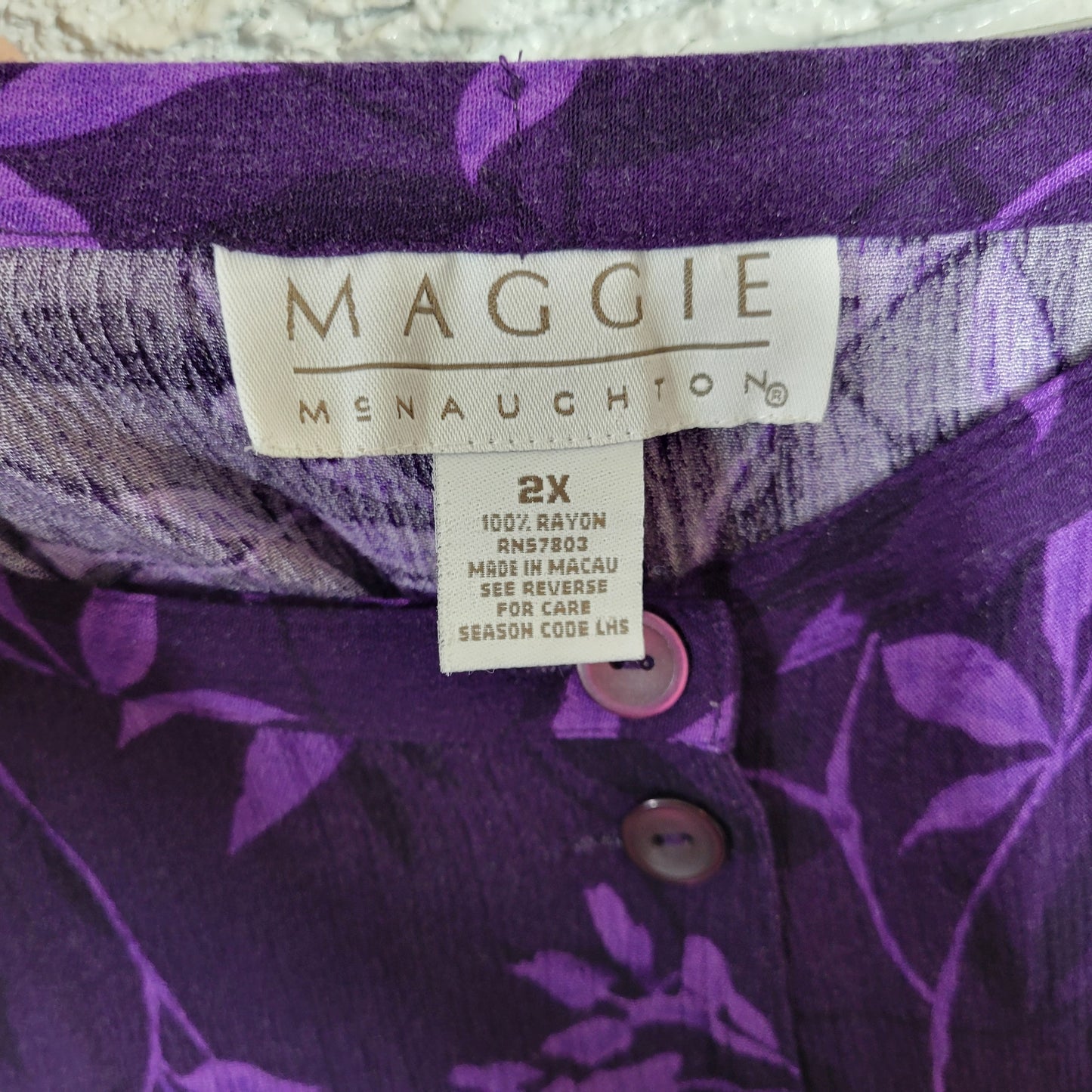 Maggie McNaughton Womens 2X Plus Purple Floral Rayon Midi A-Line Skirt FLO299E
