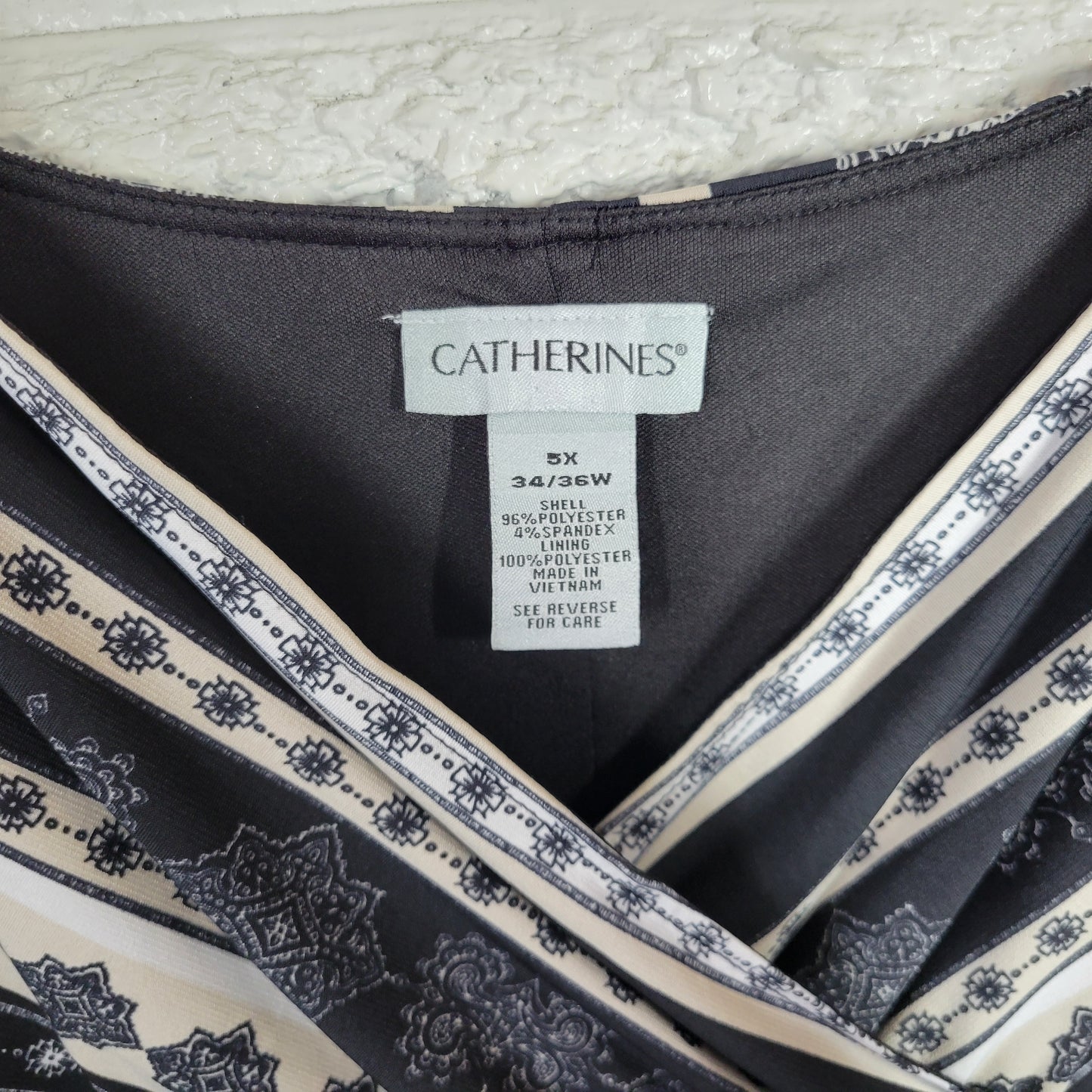 Catherines Womens 5X 34W 36W Plus Dress Black White Paisley Sleeveless PAI16E