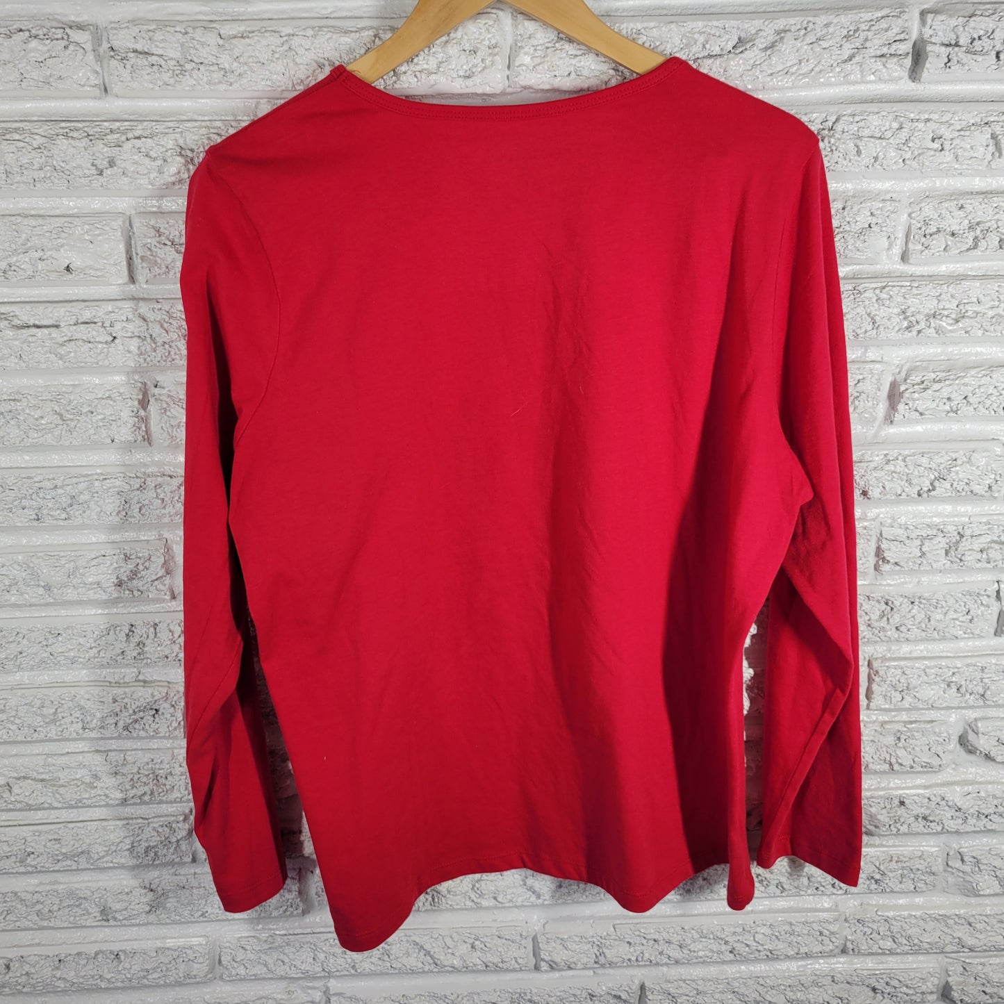 Gloria Vanderbilt Womens XL Christmas Tee Red Reindeer Embroidered RED43E