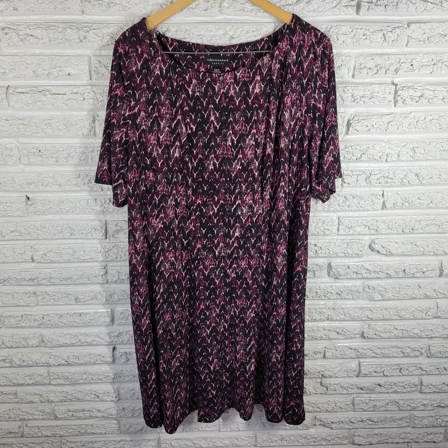 Connected Women's 22W Dress Purple Watercolor Geometric Knee Length GEO2XE