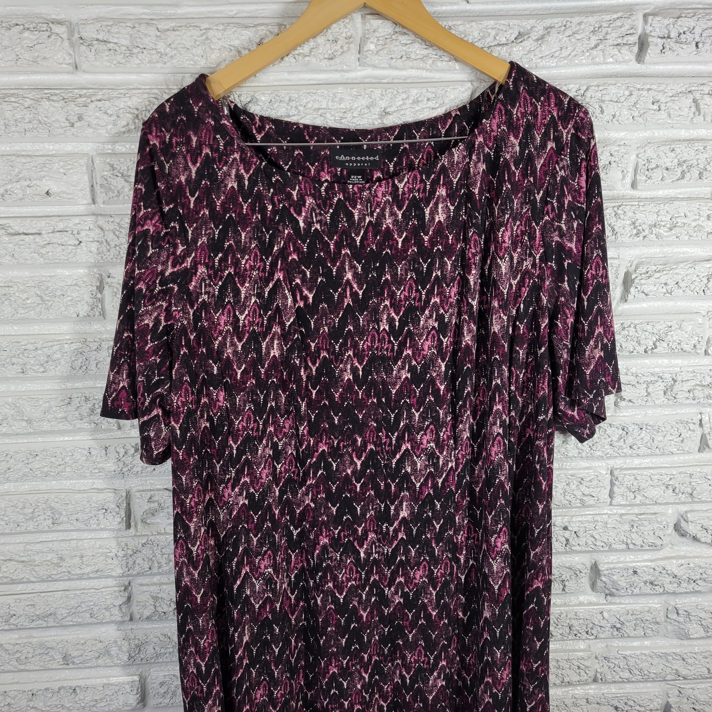 Connected Women's 22W Dress Purple Watercolor Geometric Knee Length GEO2XE