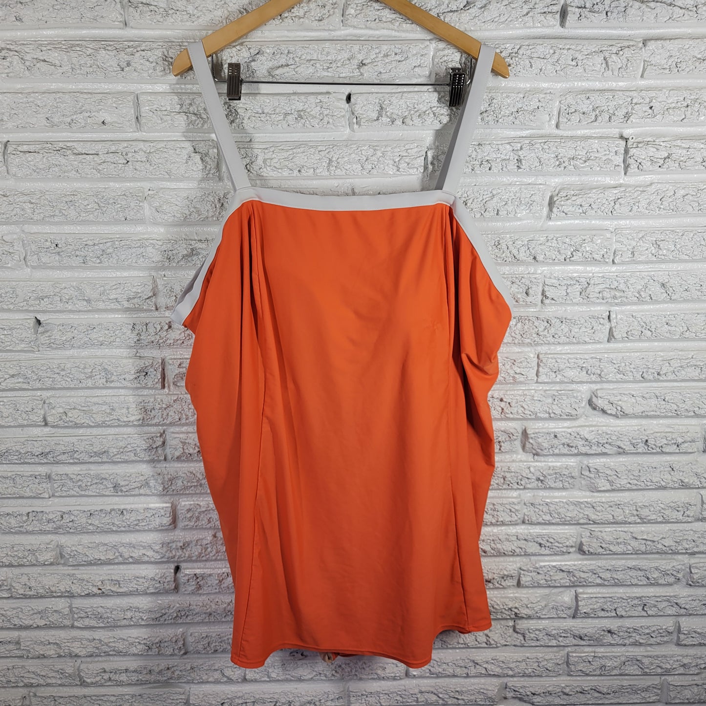 Roaman's Women's 34W Plus One Piece Swimsuit Orange Skirted Ruffle Bra ORA19E