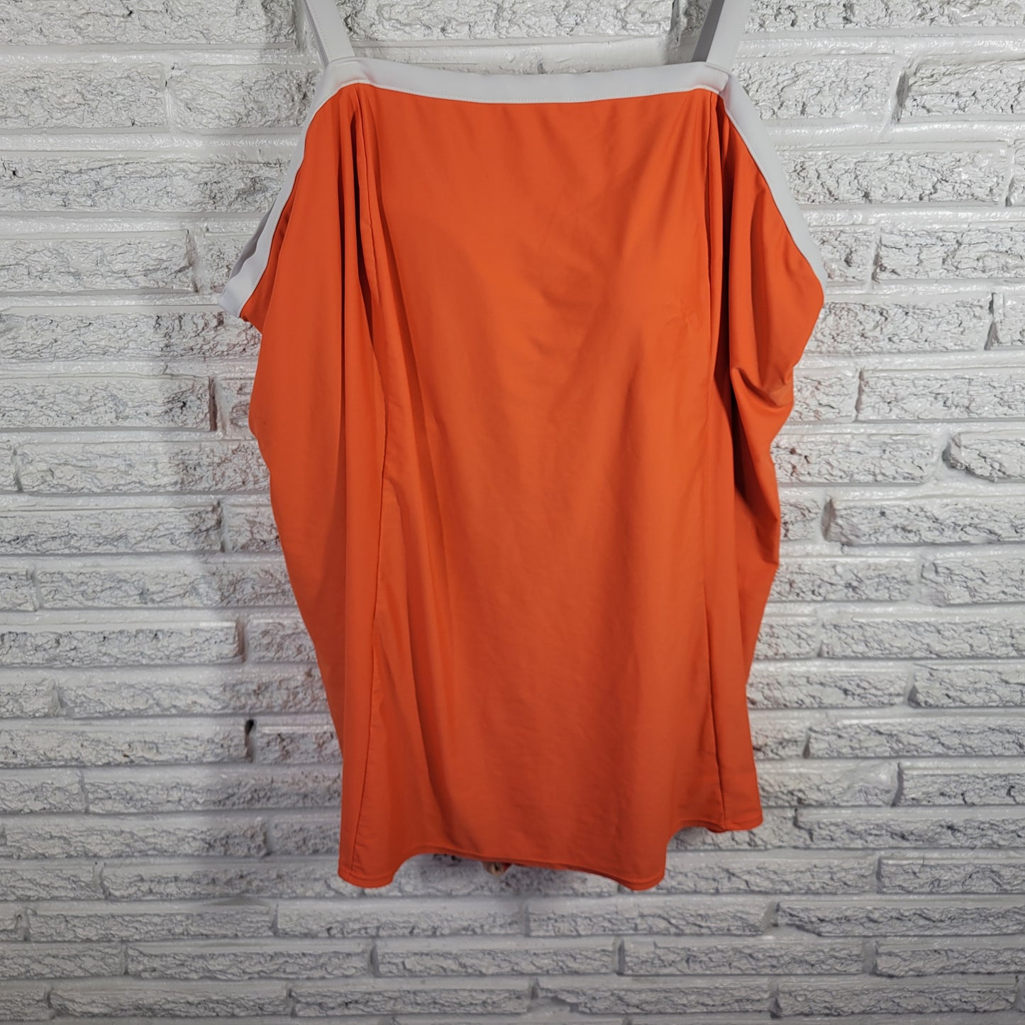 Roaman's Women's 34W Plus One Piece Swimsuit Orange Skirted Ruffle Bra ORA19E
