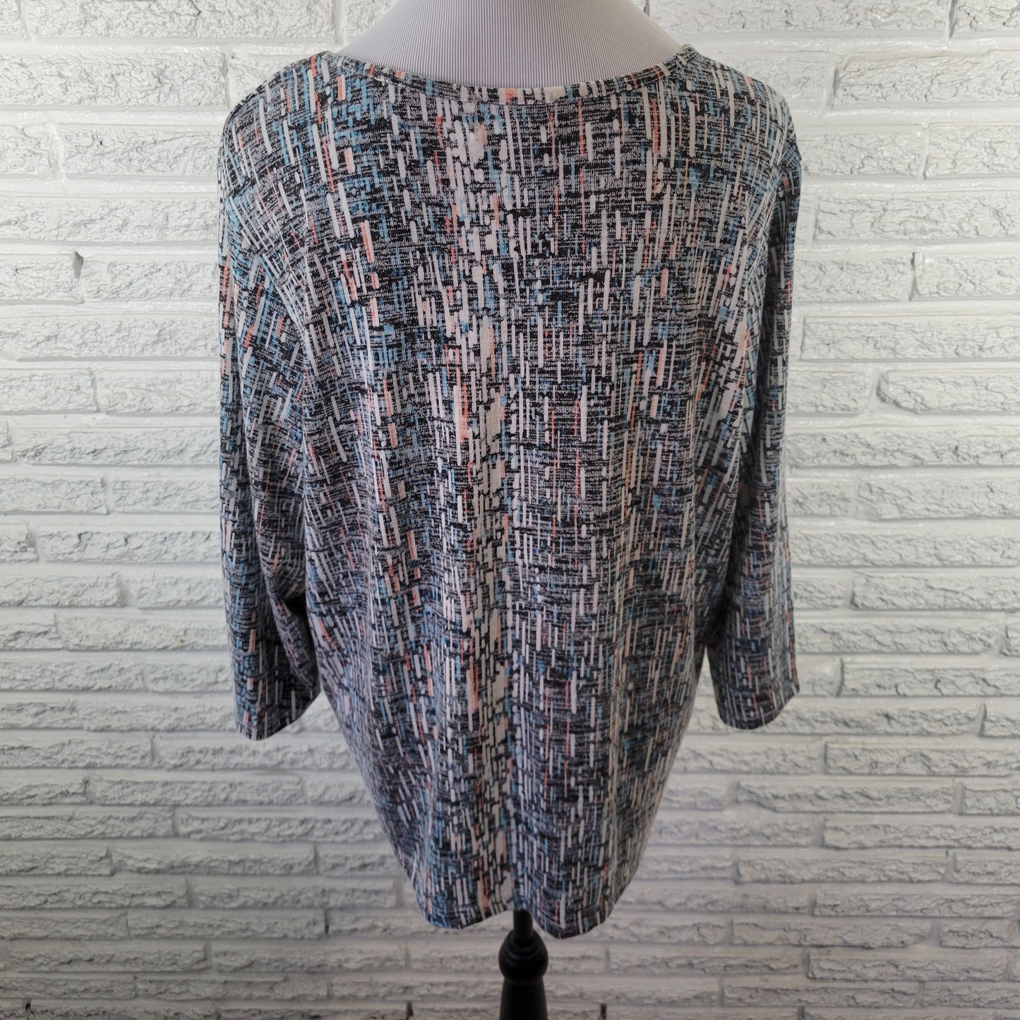 Rebecca Malone Womens 1X Plus Blouse Geometric Studded Faded Look GEO295XE