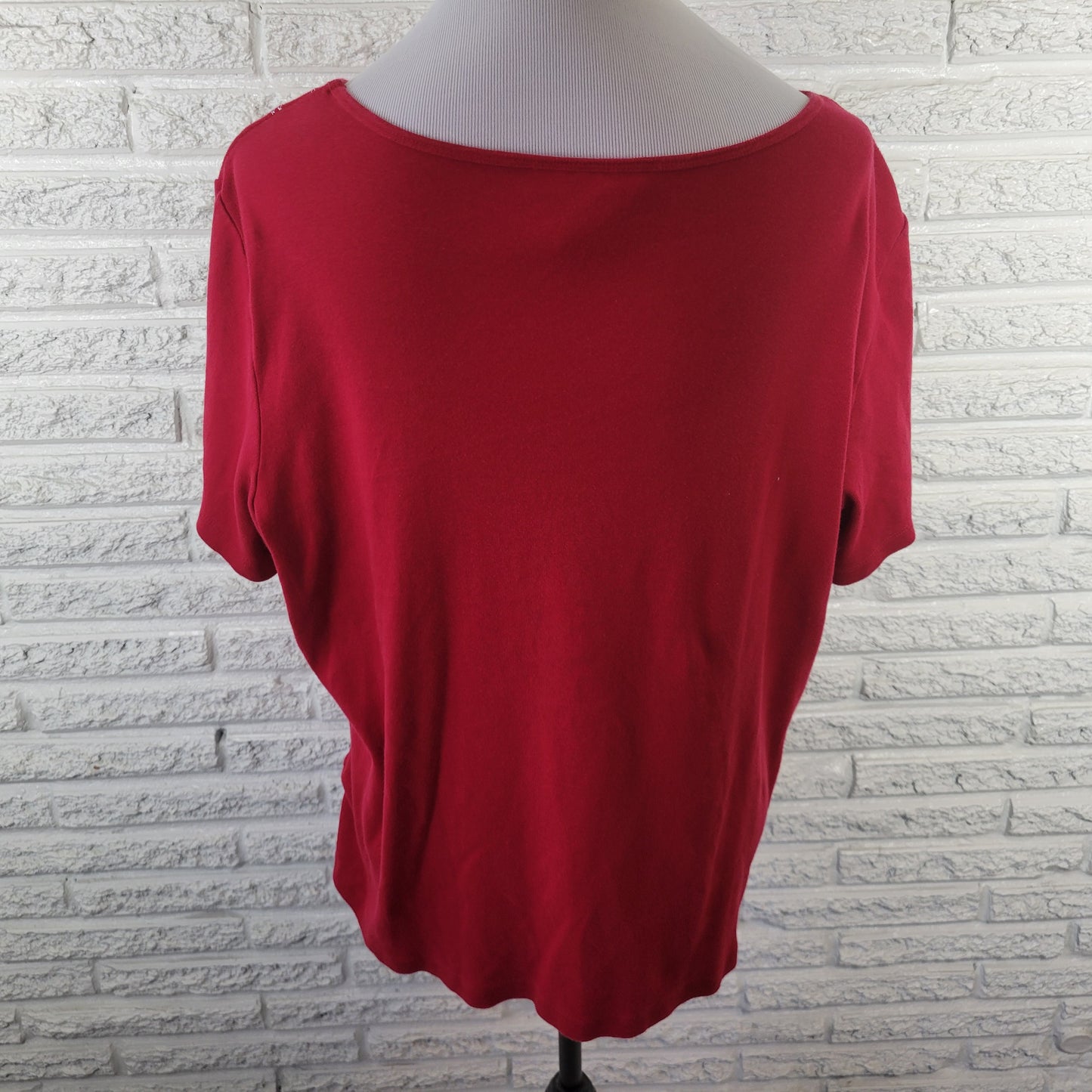 Rebecca Malone Womens 2X Plus Tee Red 100% Cotton Embroidered Stars RED75E