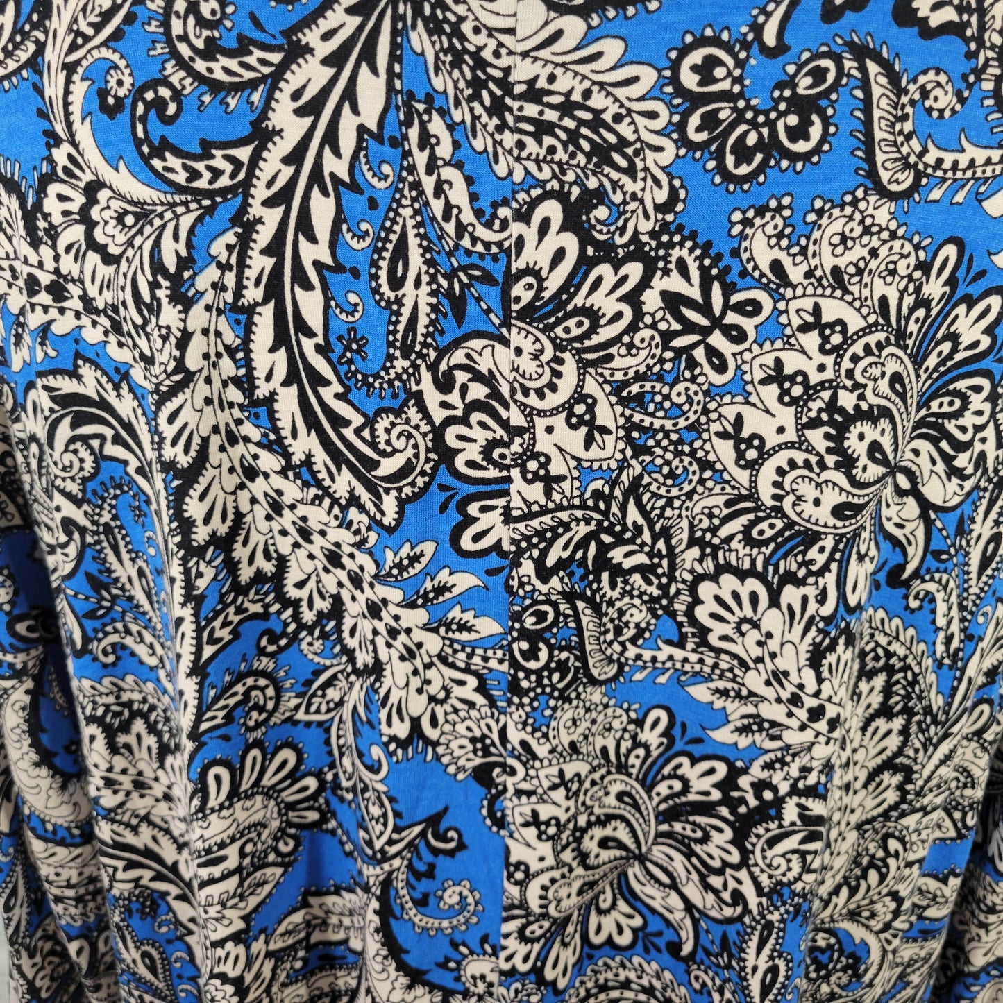 Cynthia Rowley Women's 1X Tunic Top Blue White Paisley Split Back PAI43XE