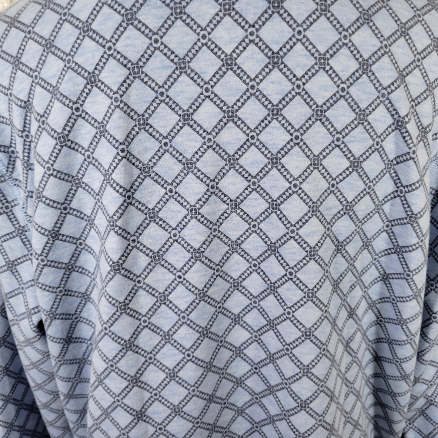 Croft & Barrow Womens XXL Blue Geometric Long Sleeve Button Up Blouse GEO239E