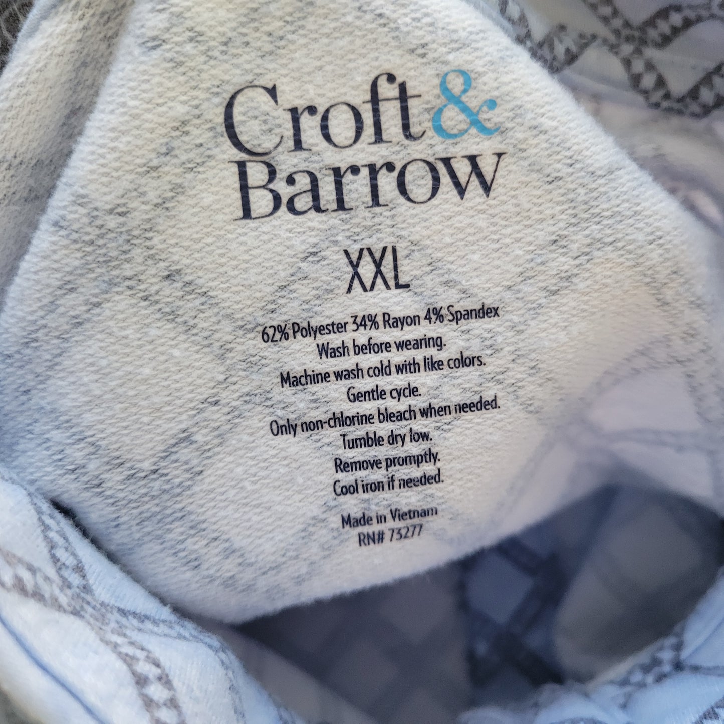 Croft & Barrow Womens XXL Blue Geometric Long Sleeve Button Up Blouse GEO239E
