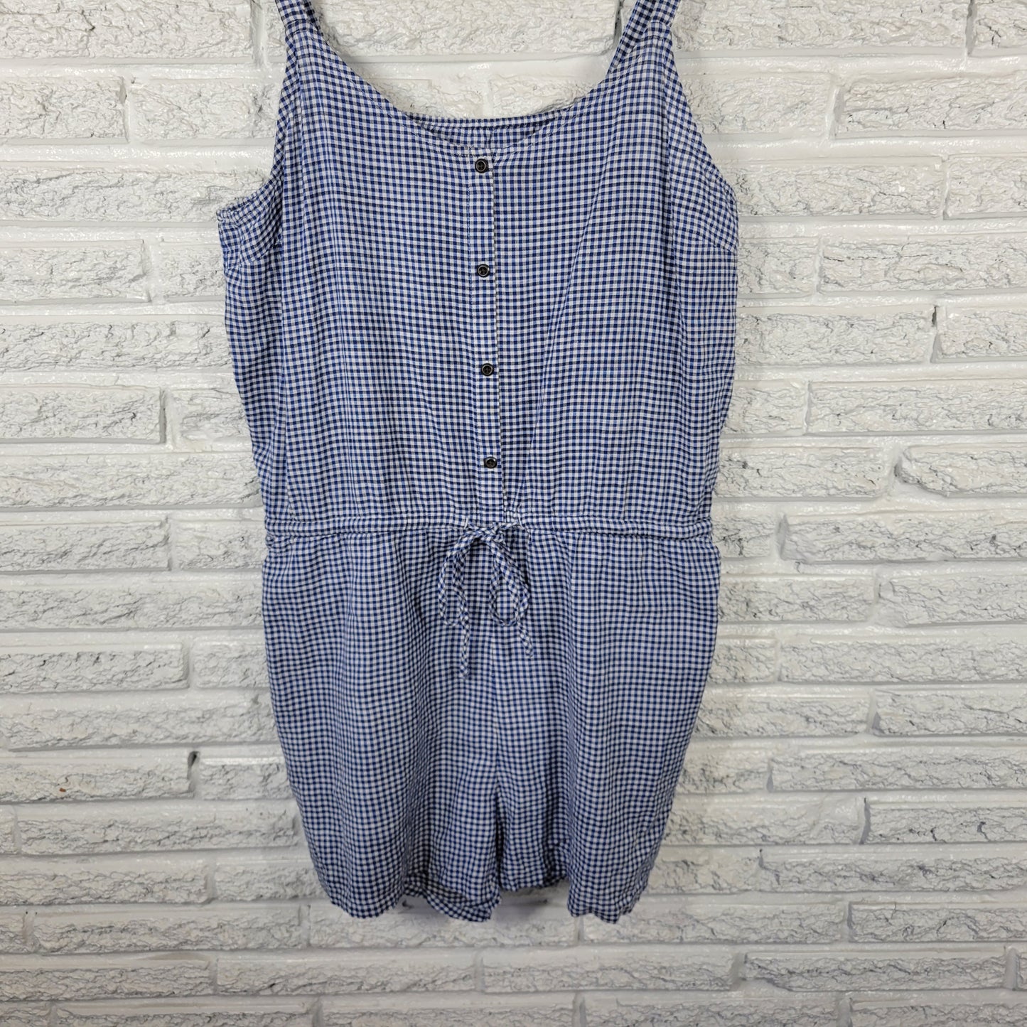 Old Navy Women’s XL Romper Blue White Gingham Check Cotton Sleeveless PLA1XE