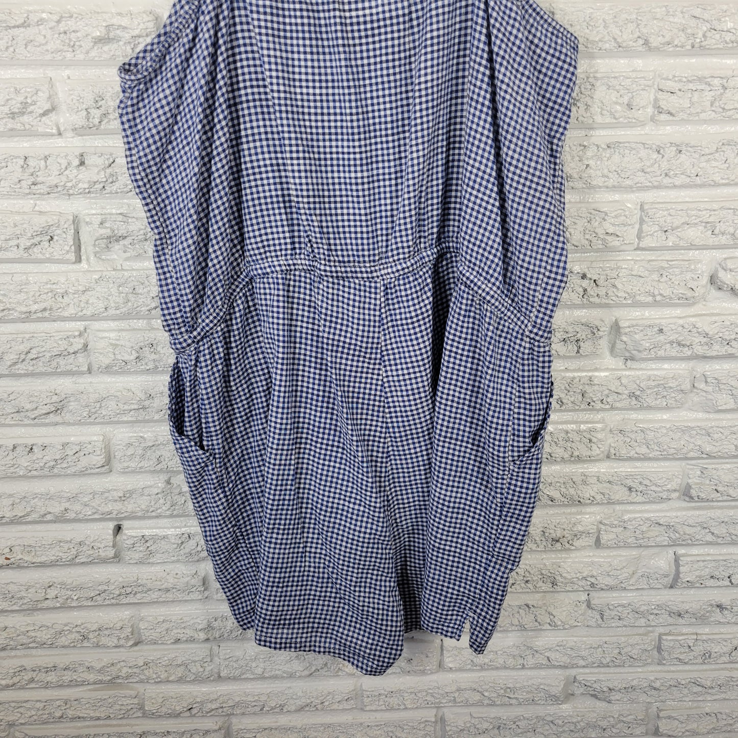 Old Navy Women’s XL Romper Blue White Gingham Check Cotton Sleeveless PLA1XE