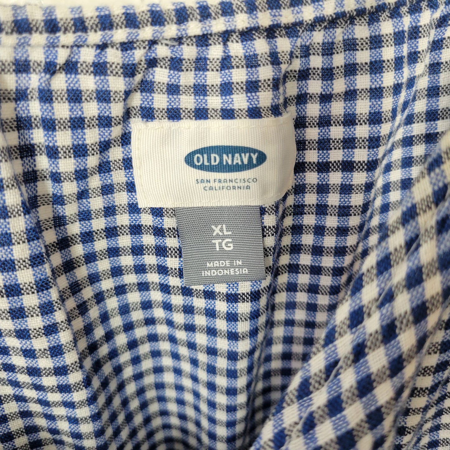 Old Navy Women’s XL Romper Blue White Gingham Check Cotton Sleeveless PLA1XE
