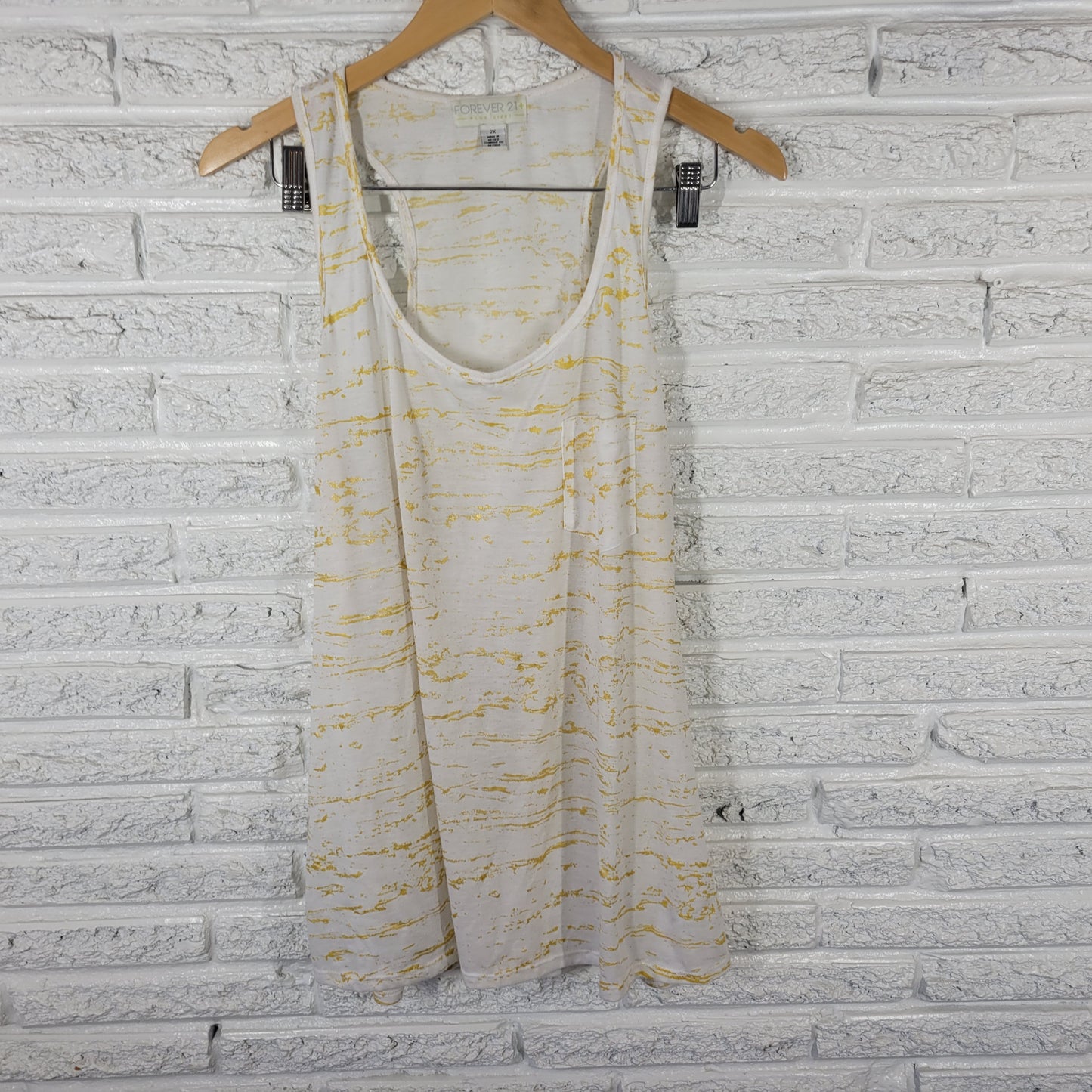 Forever 21 Women’s 2X Tank Top Gold Metallic Splatter Racerback WAT12E