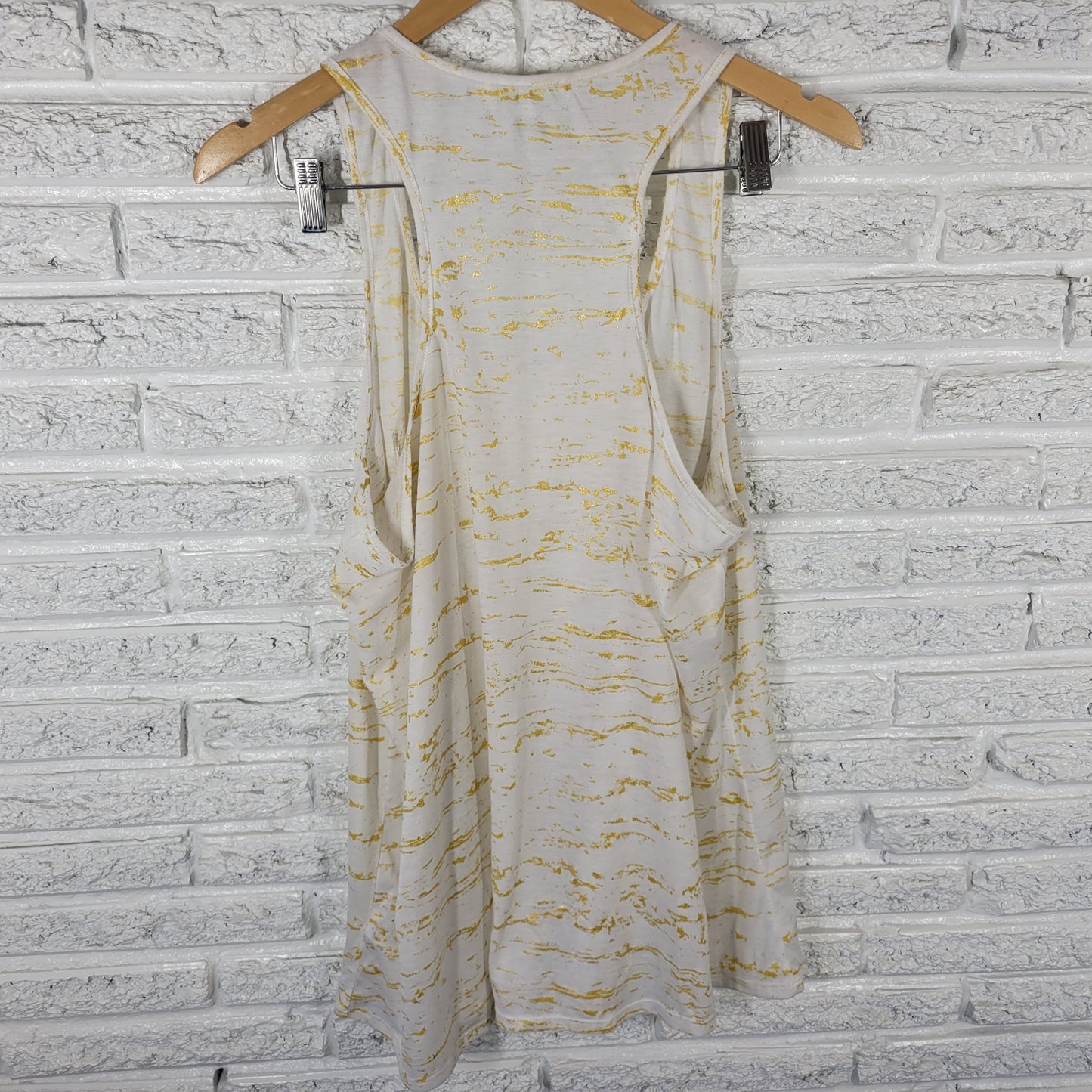 Forever 21 Women’s 2X Tank Top Gold Metallic Splatter Racerback WAT12E