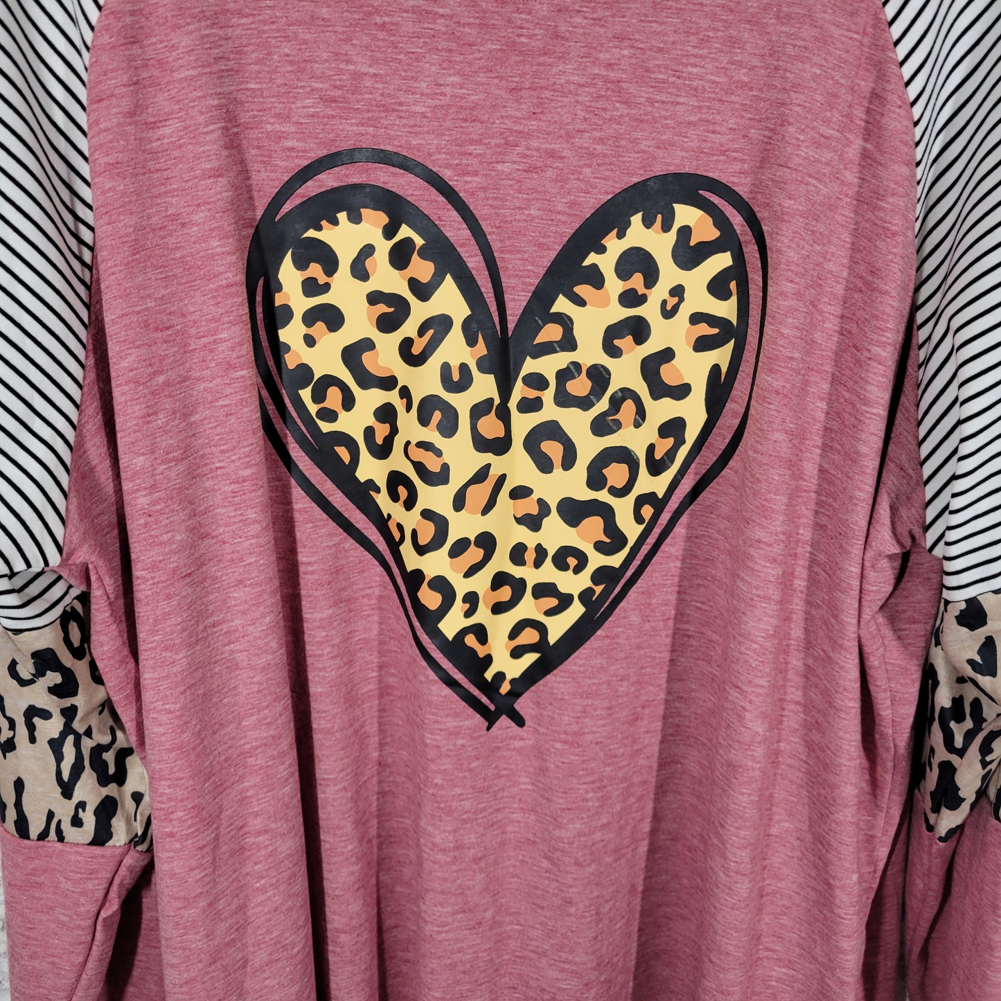 Women’s 3XL Tee Heart Valentine’s Day Long Sleeve Raglan Crew Neck A23E
