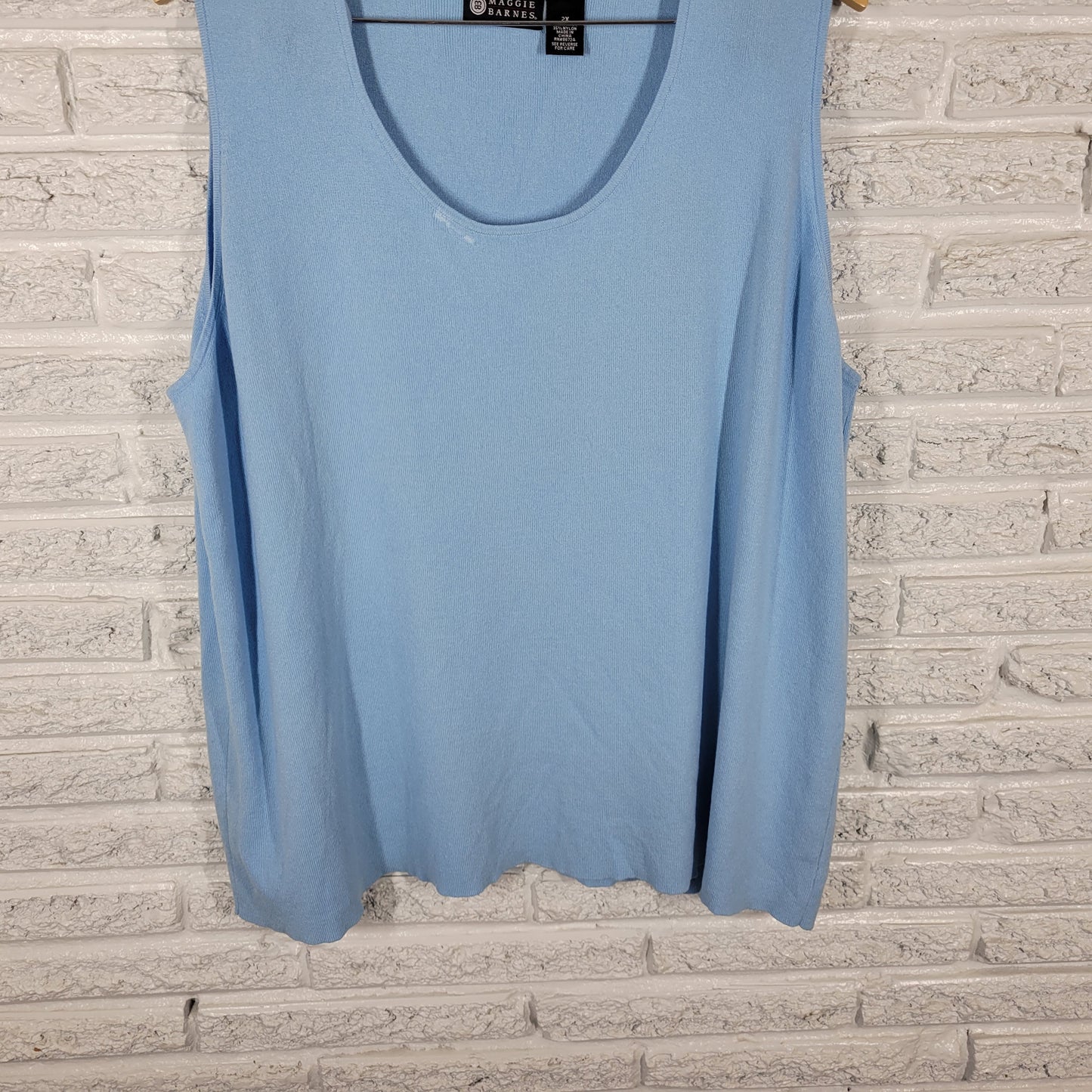 Maggie Barnes Women’s 2X Tank Top Blue Sleeveless Plus Size 22/24W Knit BLU89E