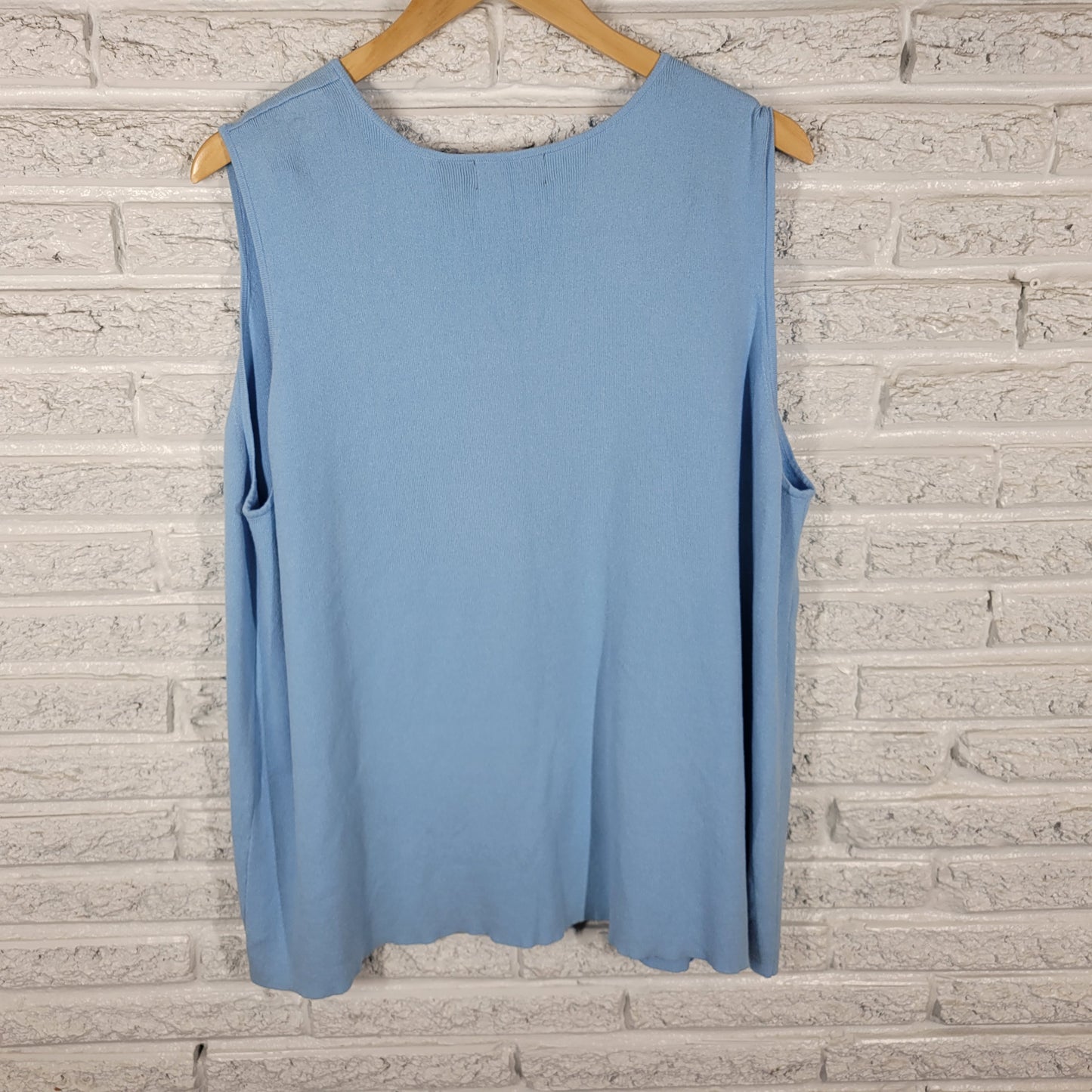 Maggie Barnes Women’s 2X Tank Top Blue Sleeveless Plus Size 22/24W Knit BLU89E