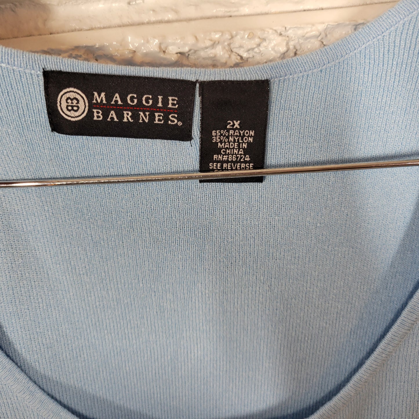 Maggie Barnes Women’s 2X Tank Top Blue Sleeveless Plus Size 22/24W Knit BLU89E