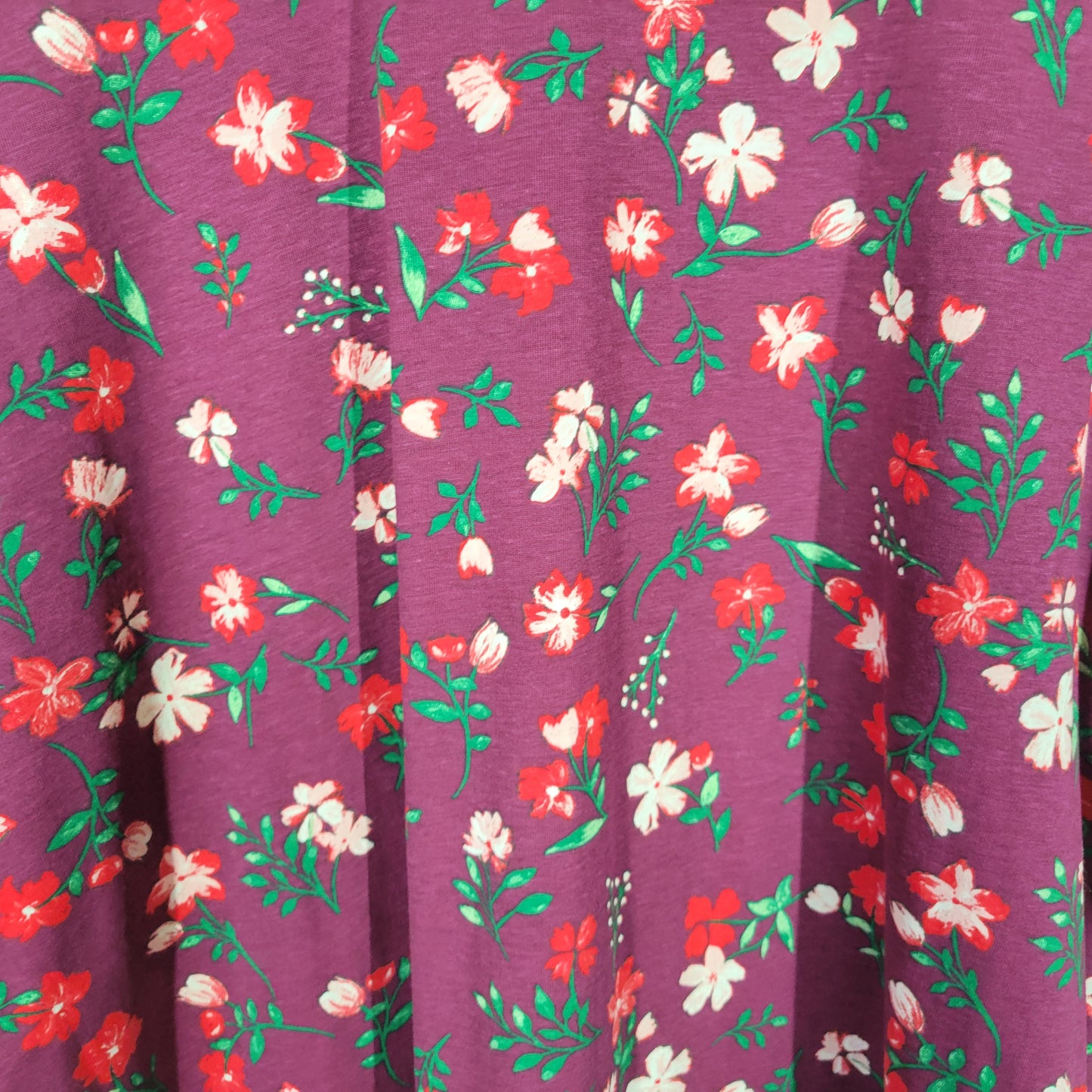 Woman Within 3X Tunic Women’s Burgundy Red Floral 100% Cotton 3/4 Sleeve FLO178E