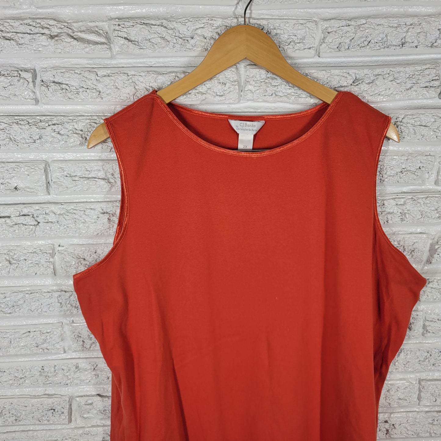 CJ Banks Women’s 2X Tank Top Orange 100% Cotton Knit Sleeveless Plus ORA27E