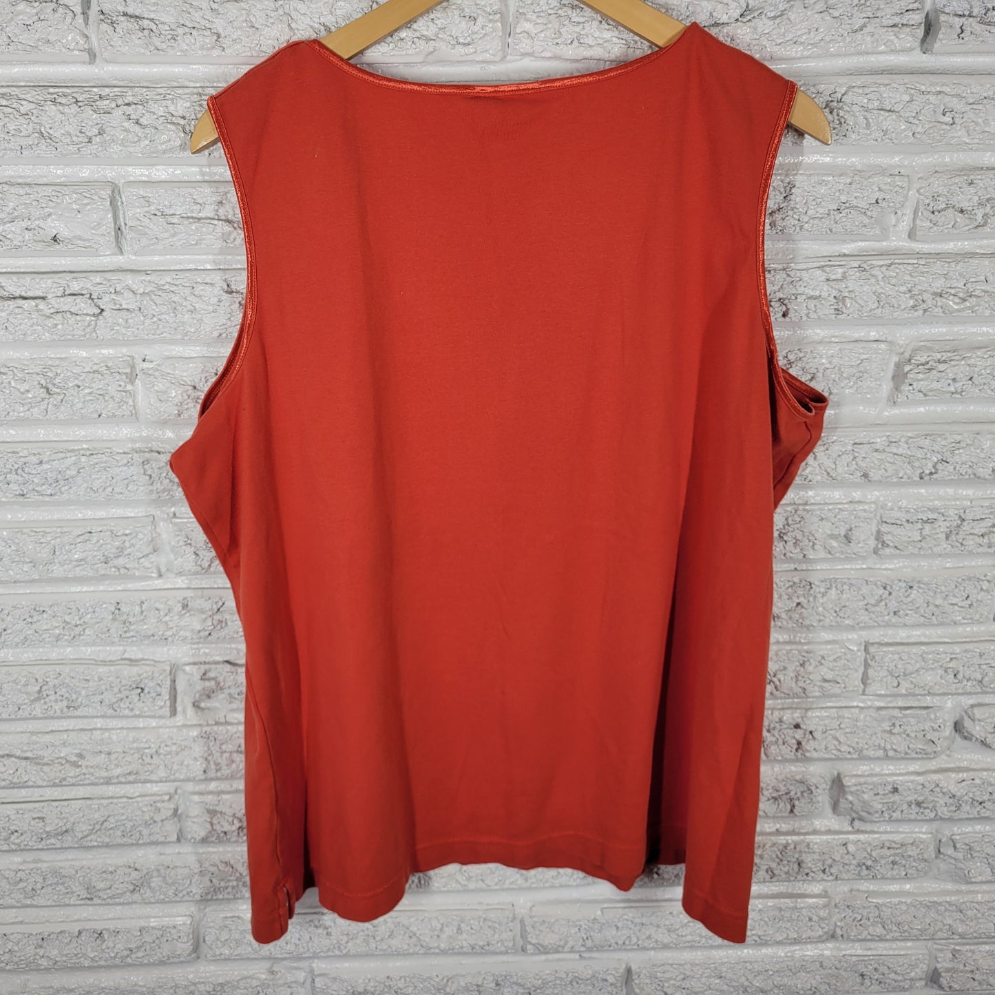 CJ Banks Women’s 2X Tank Top Orange 100% Cotton Knit Sleeveless Plus ORA27E