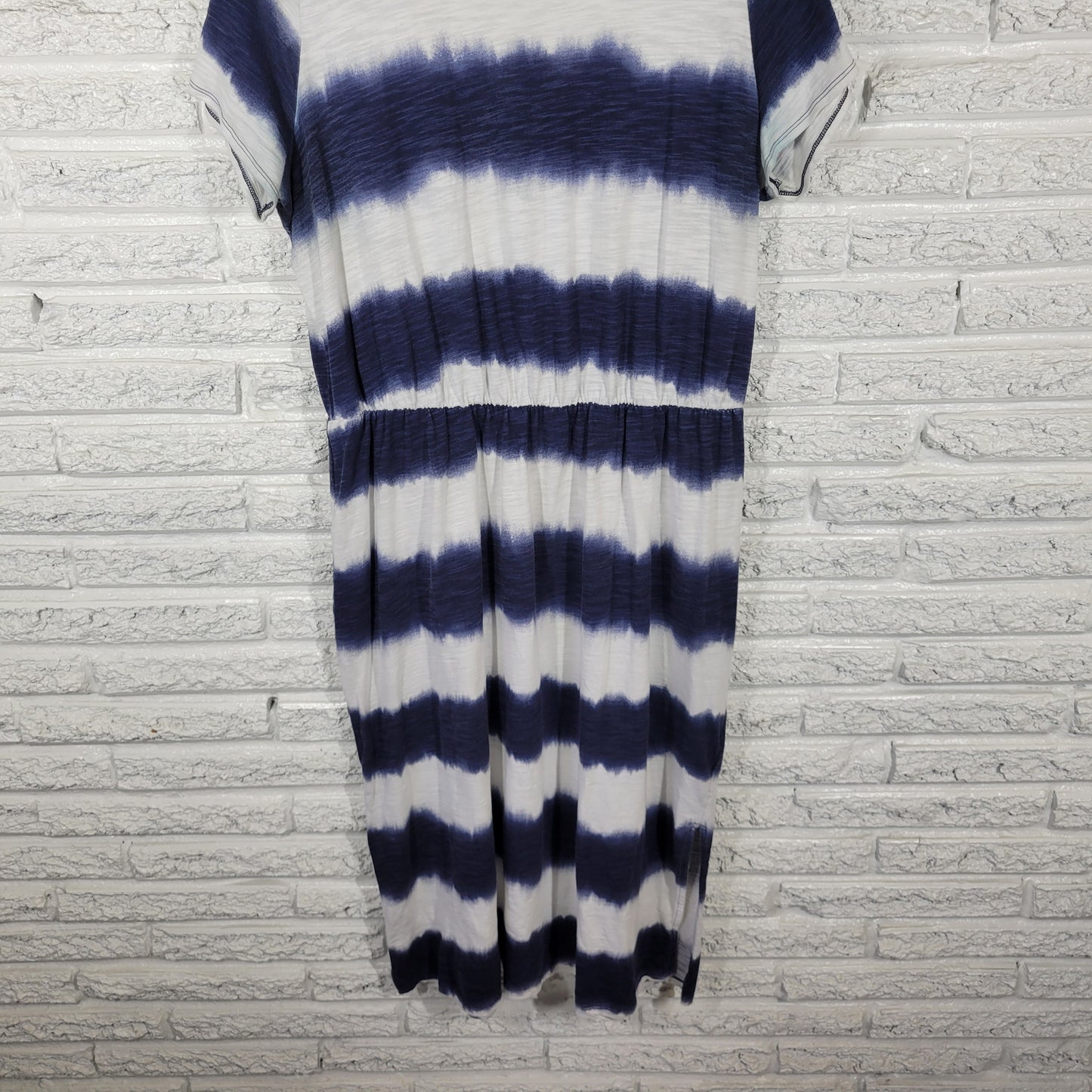Old Navy Blue White Tie Dye T-Shirt Dress Midi 100% Cotton XL C18E