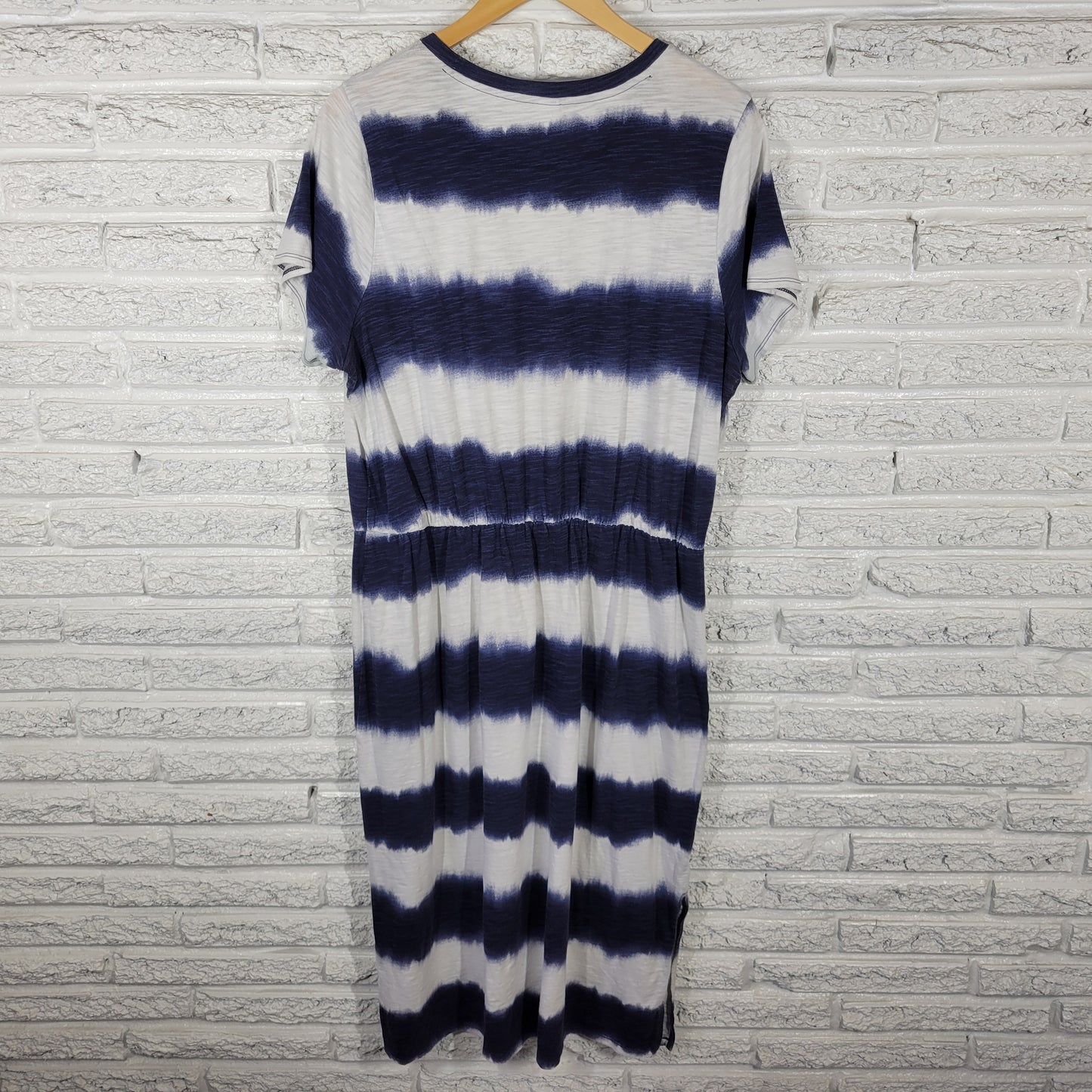 Old Navy Blue White Tie Dye T-Shirt Dress Midi 100% Cotton XL C18E