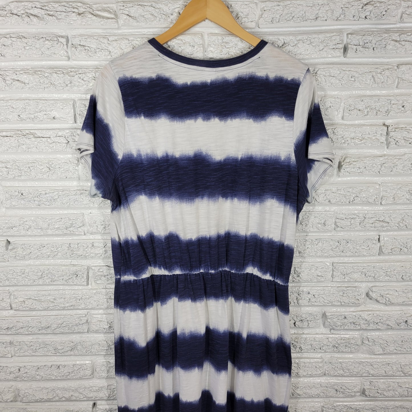 Old Navy Blue White Tie Dye T-Shirt Dress Midi 100% Cotton XL C18E